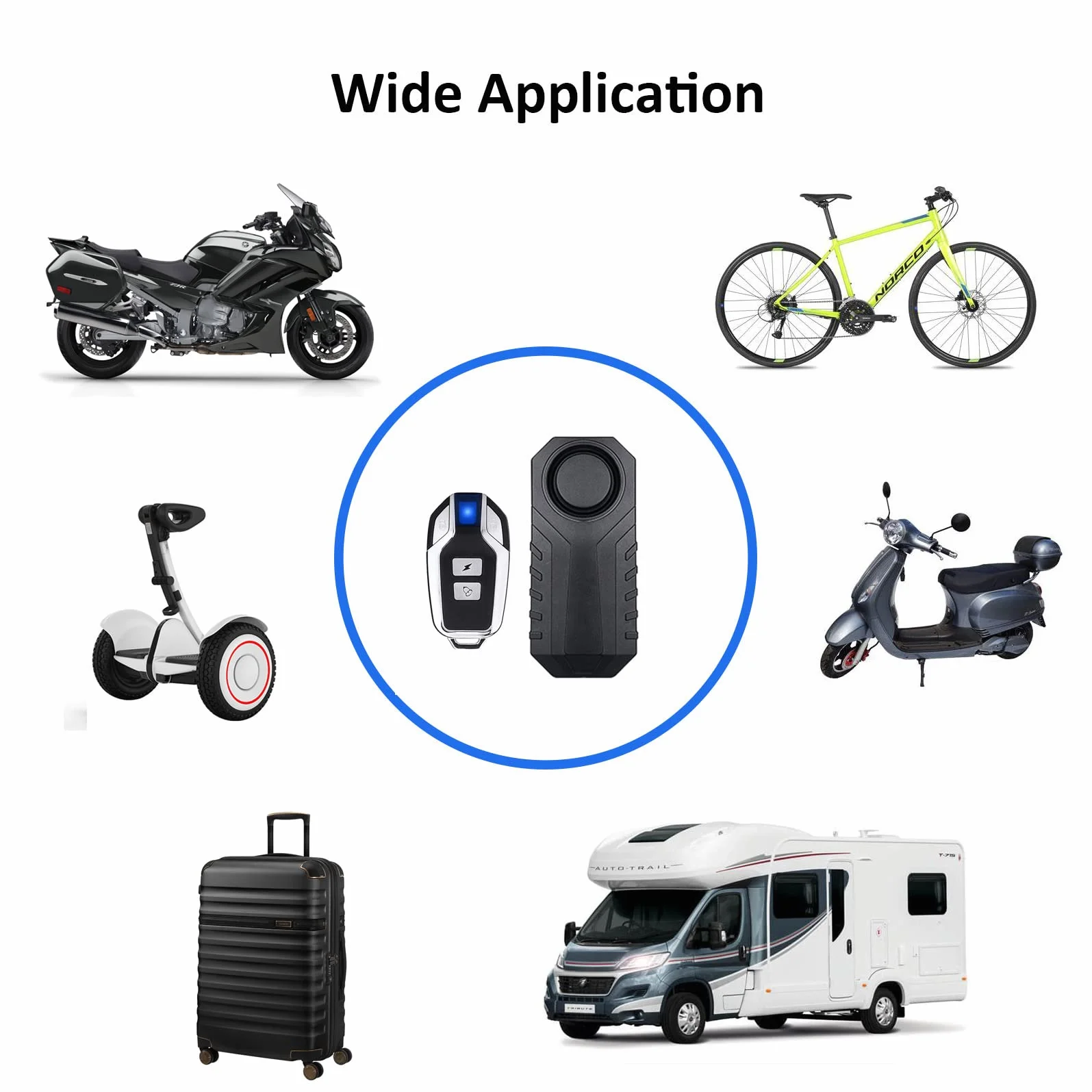 Ulepszony alarm rowerowy, antykradzieżowy czujnik bezpieczeństwa antywłamaniowego, regulowana czułość głośności, do motocykla, skutera, przyczepy, wózka elektrycznego