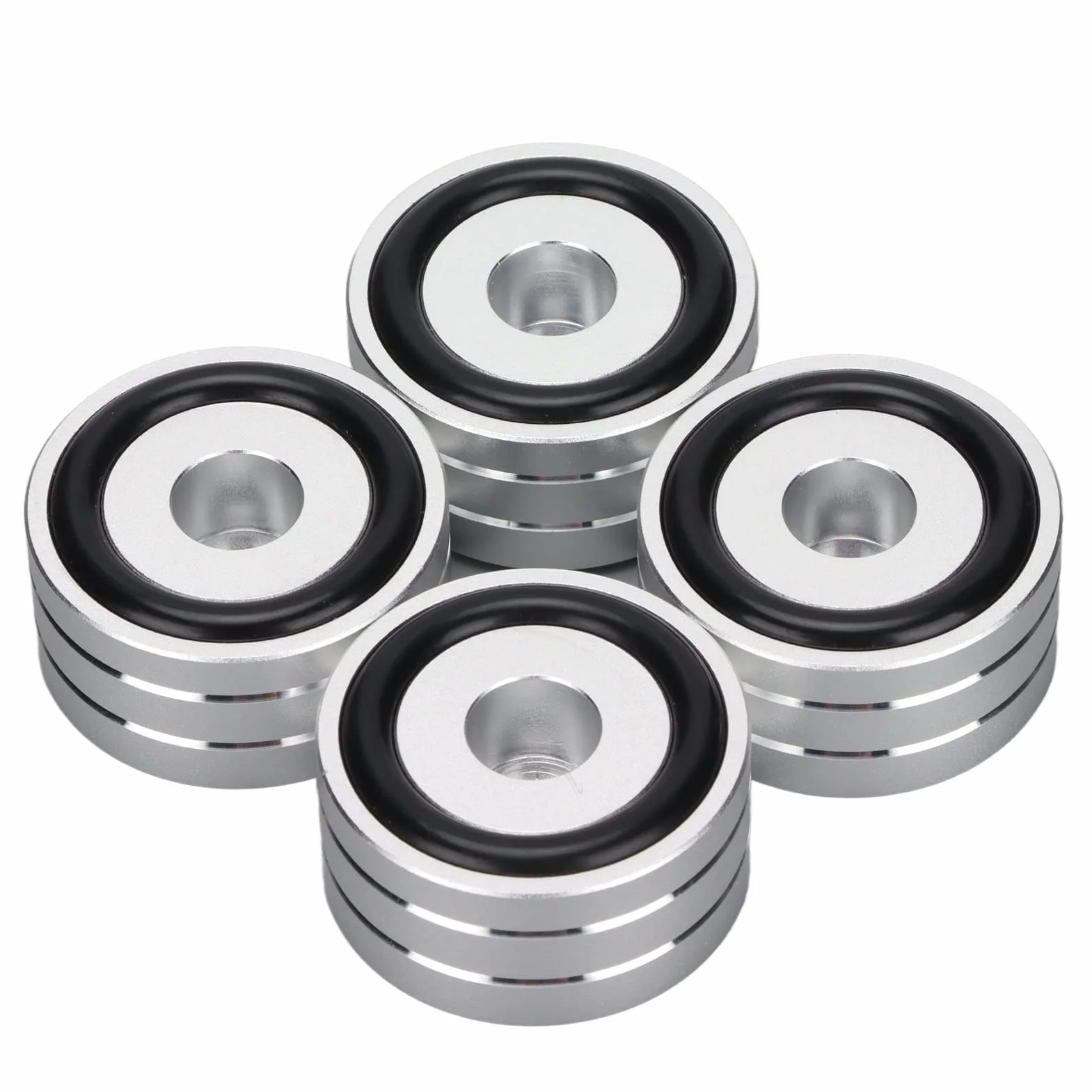 Izolacja Głośnika Stopka Stojaka, 4 Szt. 40x20mm Aluminiowa Podkładka Izolacyjna Głośnika, Antypoślizgowa Gumowa Nóżka Izolacyjna Gramofonu HiFi, do Wzmacniacza DAC Miernik(Srebro)
