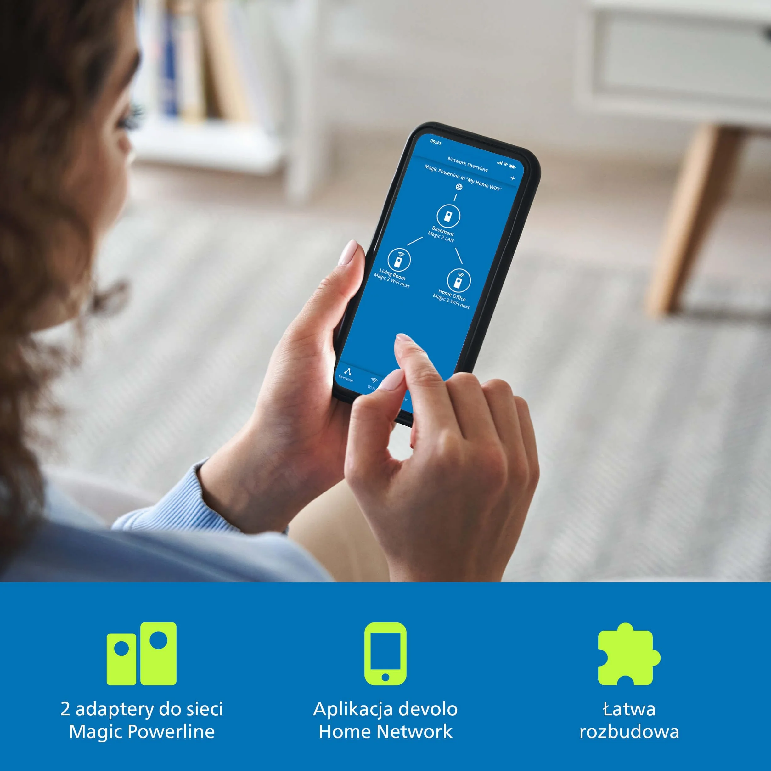 devolo Magic 2 WiFi 6 next Starter Kit, adapter Powerline Wi-Fi, do 3 000 Mbit/s przez Wi-Fi 6, gniazdkowy adapter Wi-Fi, 2x port Gigabit LAN, biały