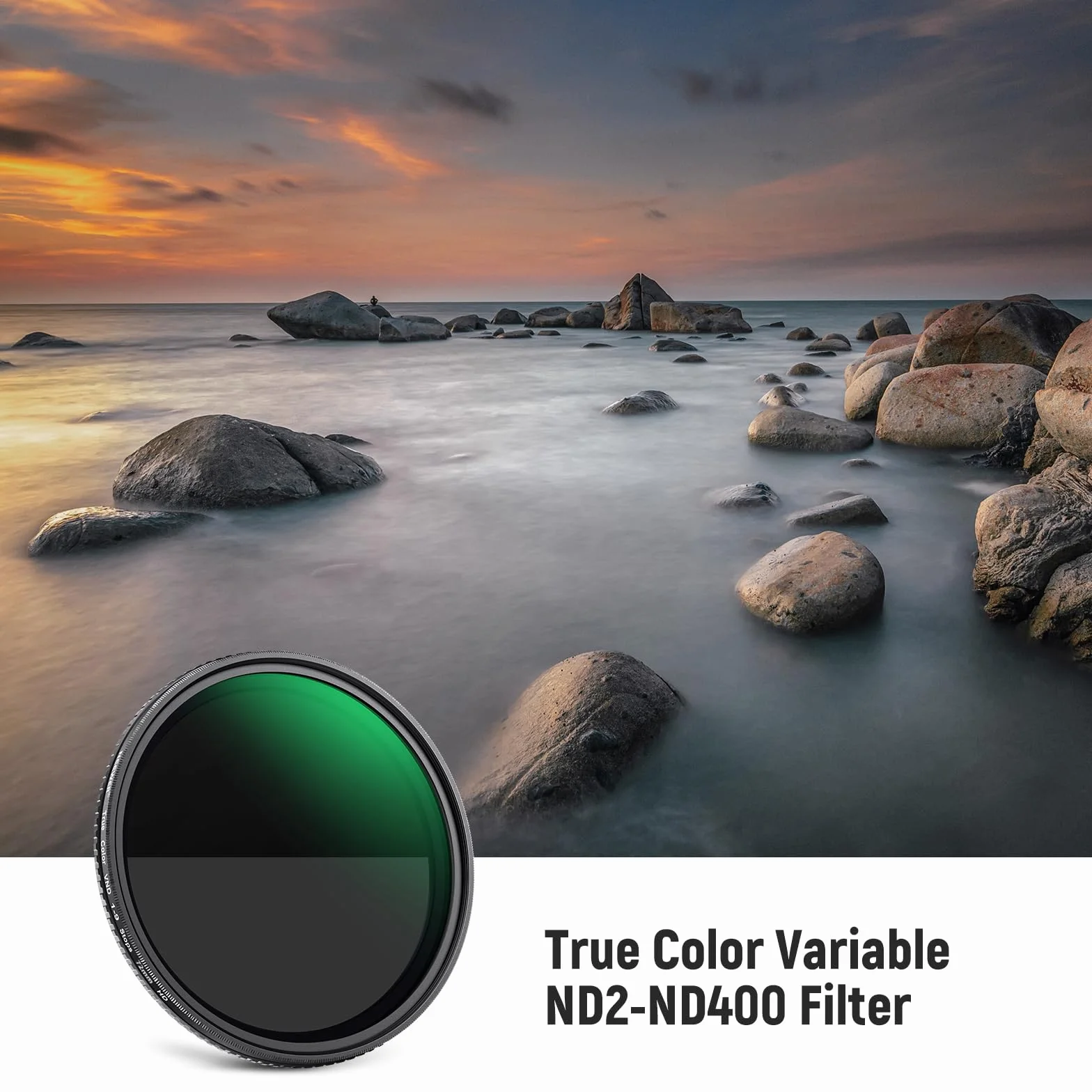 NEEWER 72 mm True Color Variable ND2-ND400 filtr, twarde ograniczniki, regulowany filtr VND o neutralnej gęstości, z wielowarstwowym szkłem optycznym HD, aluminiową ramą, wodoodpornym, odpornym na