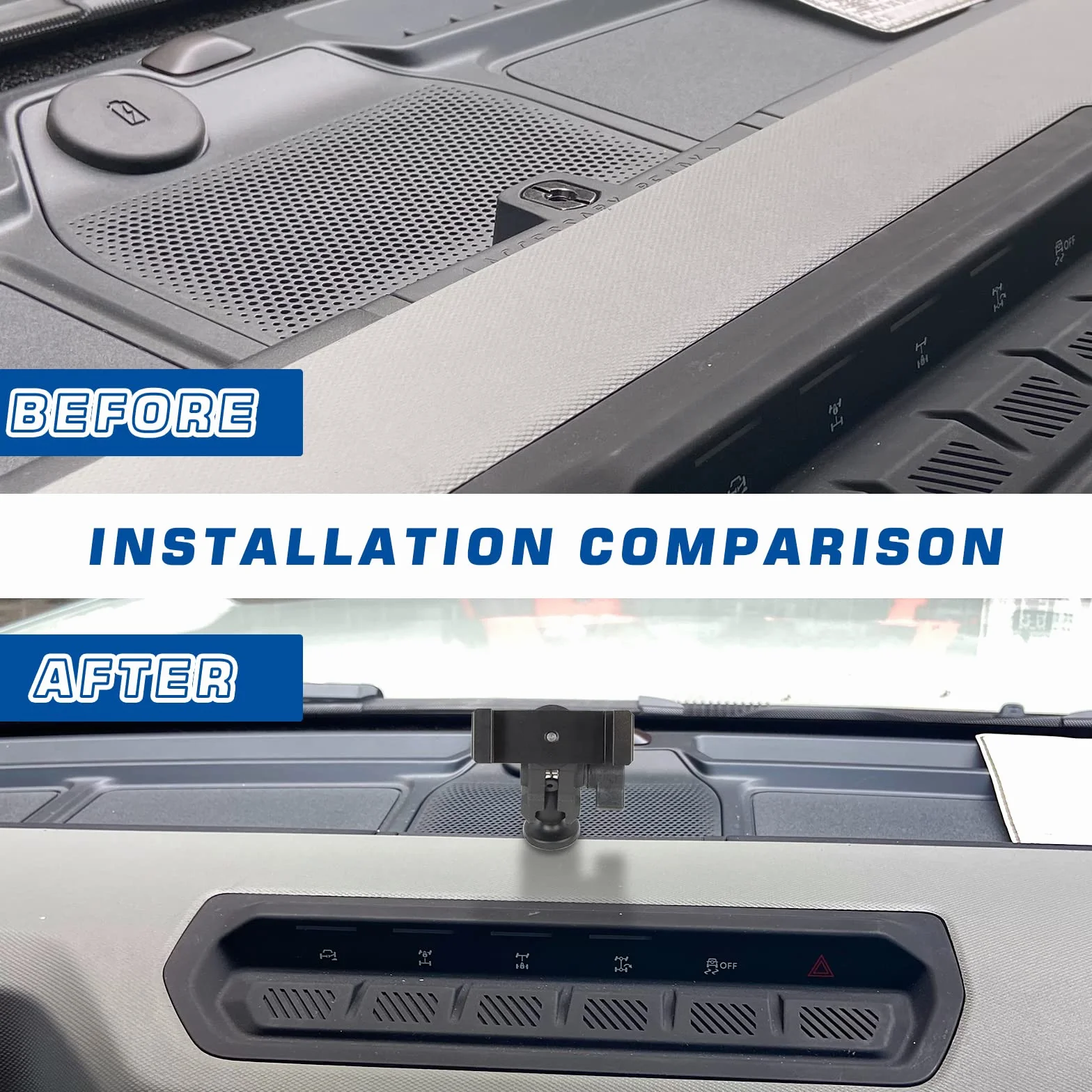 Uchwyt na telefon na deskę rozdzielczą ze stopu aluminium do akcesoriów Ford Bronco 2021 2022 stabilizator zapobiegający wstrząsom niestandardowy regulowany uchwyt na telefon na deskę rozdzielczą