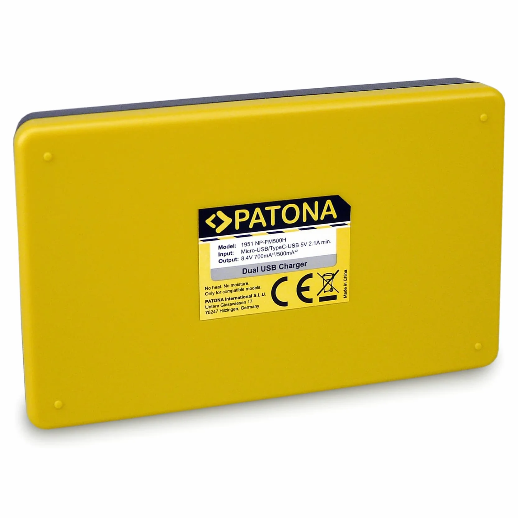 PATONA Dual Ładowarka USB-C do Sony NP-FM500H FM50 QM51 QM71 F970 | Kompaktowa ładowarka podróżna do NP-F-Serie, kamer, lampy wideo LED, monitorów i rejestratorów