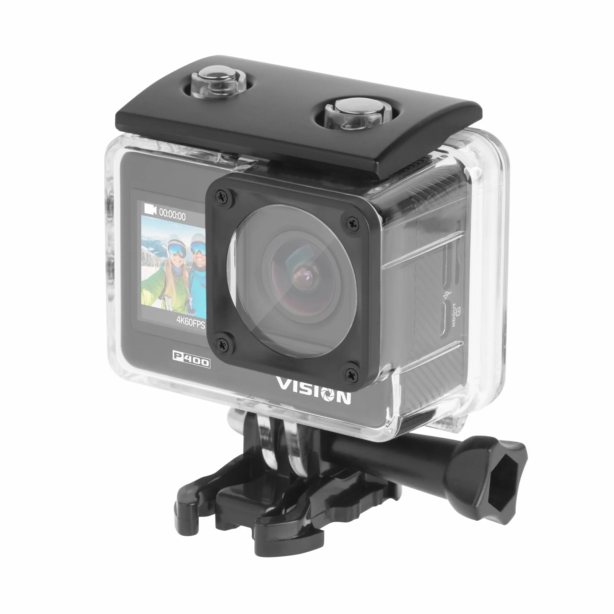 Krüger&Matz Kamera Sportowa 4K 60 FPS Vision P400 4 GB RAM Wyświetlacz 2” 320 x 240 px Wi-Fi Mikrofon Wodoszczelna Obudowa Slow Motion Nagrywanie Poklatkowe KM0292