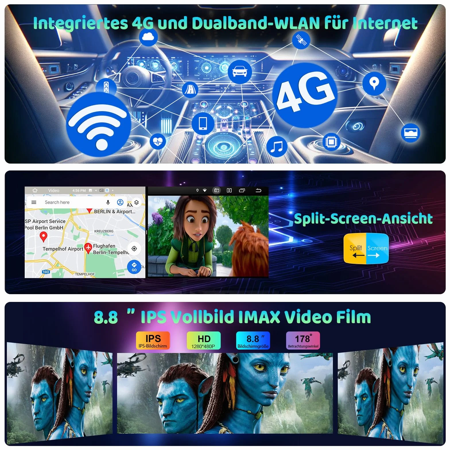 Erisin 8,8 cala 8-rdzeniowy 4 GB + 64 GB Android 13 radio samochodowe Bluetooth 1Din GPS nawigacja do Audi A5 S5 RS5 2009-2016 obsługuje bezprzewodowe CarPlay Android Auto WiFi DAB+ IPS ekran USB DSP