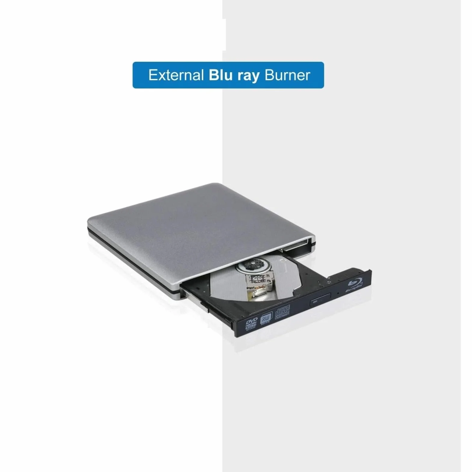Ultracienki zewnętrzny napęd optyczny z nagrywaniem płyt Blu-Ray 4K, USB 3.0, odtwarzaniem DVD i odczytem/zapisywaniem filmów Blu-Ray 3D