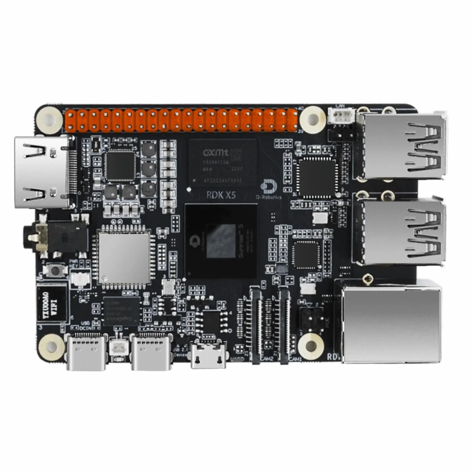 D-Robotics RDK X5 AI Robot Development Board Kit, LPDDR4 4 GB/8 GB RAM Octa-Core Cortex A55 CPU 10 topów BPU 32GFlops GPU, do robotyki Rozwój AI ROS Deep Learning (4 GB, moduł kamery)