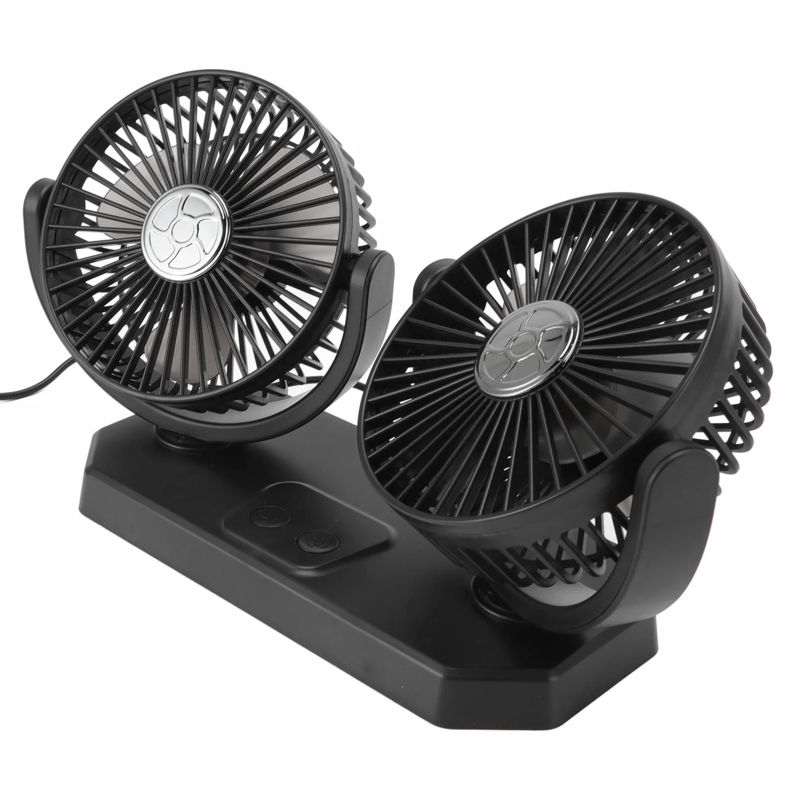 Wentylator Samochodowy 12V, Wentylator Samochodowy USB z Podwójną Głowicą, Przenośny Wentylator z Podwójną Głowicą do Samochodu, Ciężarówki, Furgonetki, SUV-a, Kampera, łodzi, Domu