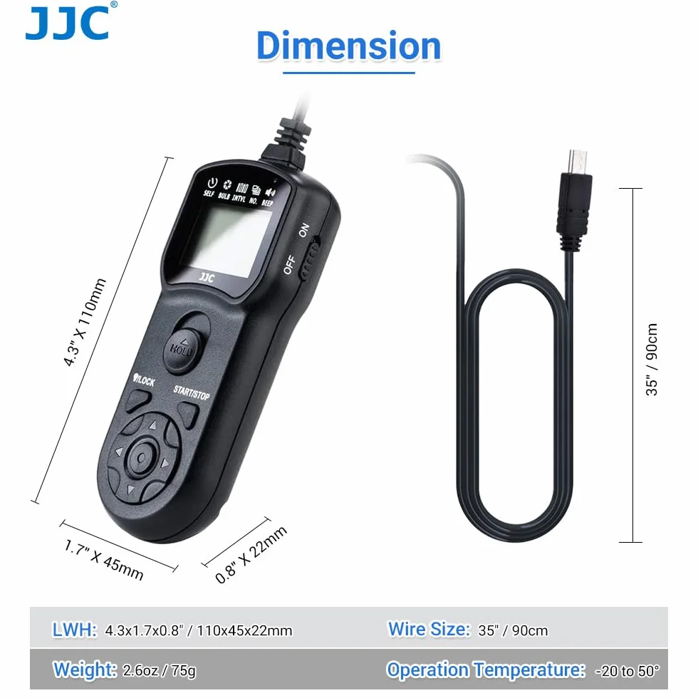 JJC Wielofunkcyjny Timer Pilot Zdalnego Sterowania z Uchwytem Na Statyw do Sony ZV-1 A1 A9II A7 A7II A7M3 A7M4 A7RII A7RM3 A7RM4 A7S A6600 A6400 A6100 RX100M7 Zastępuje RM-SPR1