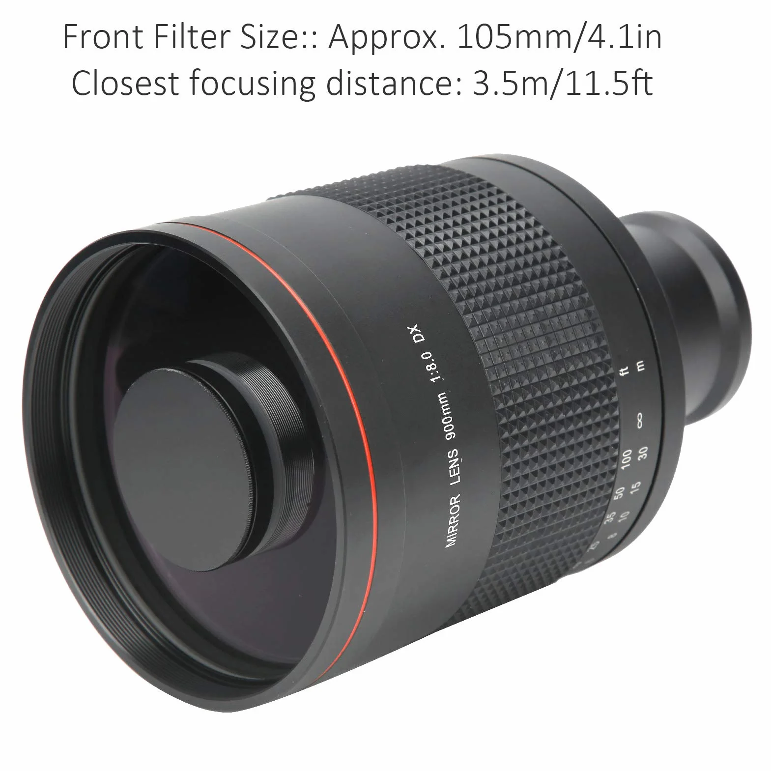 Teleobiektyw lustrzany, 900 mm F8.0 Ręczne ustawianie ostrości Teleobiektyw zmiennoogniskowy z pierścieniem adaptera do bezlusterkowego aparatu dla Sony NEX, do obserwacji ptaków krajobrazu