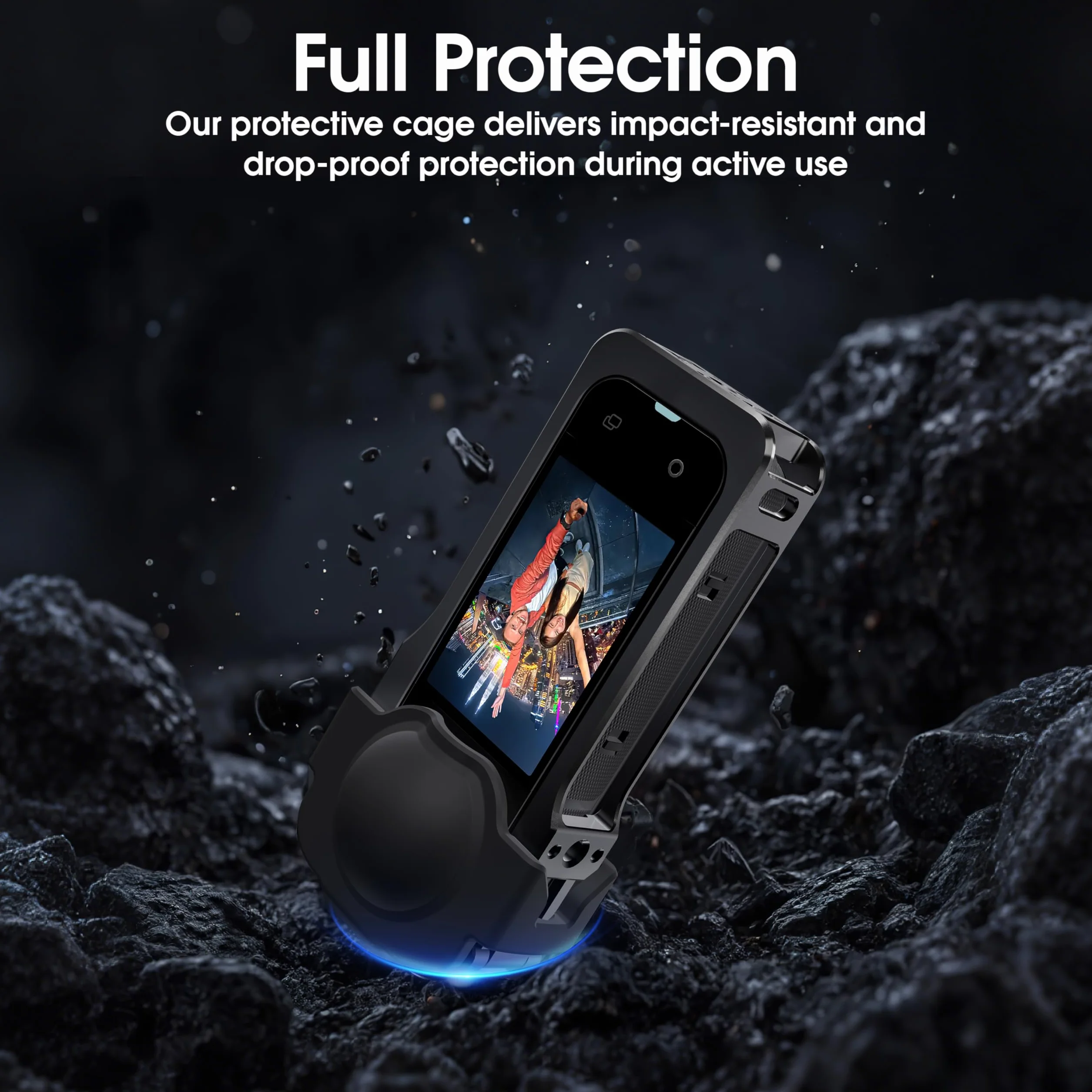 Utility Frame do Insta360 X5, etui na akcesoria Insta 360 X5, klatka ochronna z silikonową pokrywą obiektywu, otwory gwintowane 1/4" i zimne buty, szybkie zamknięcie