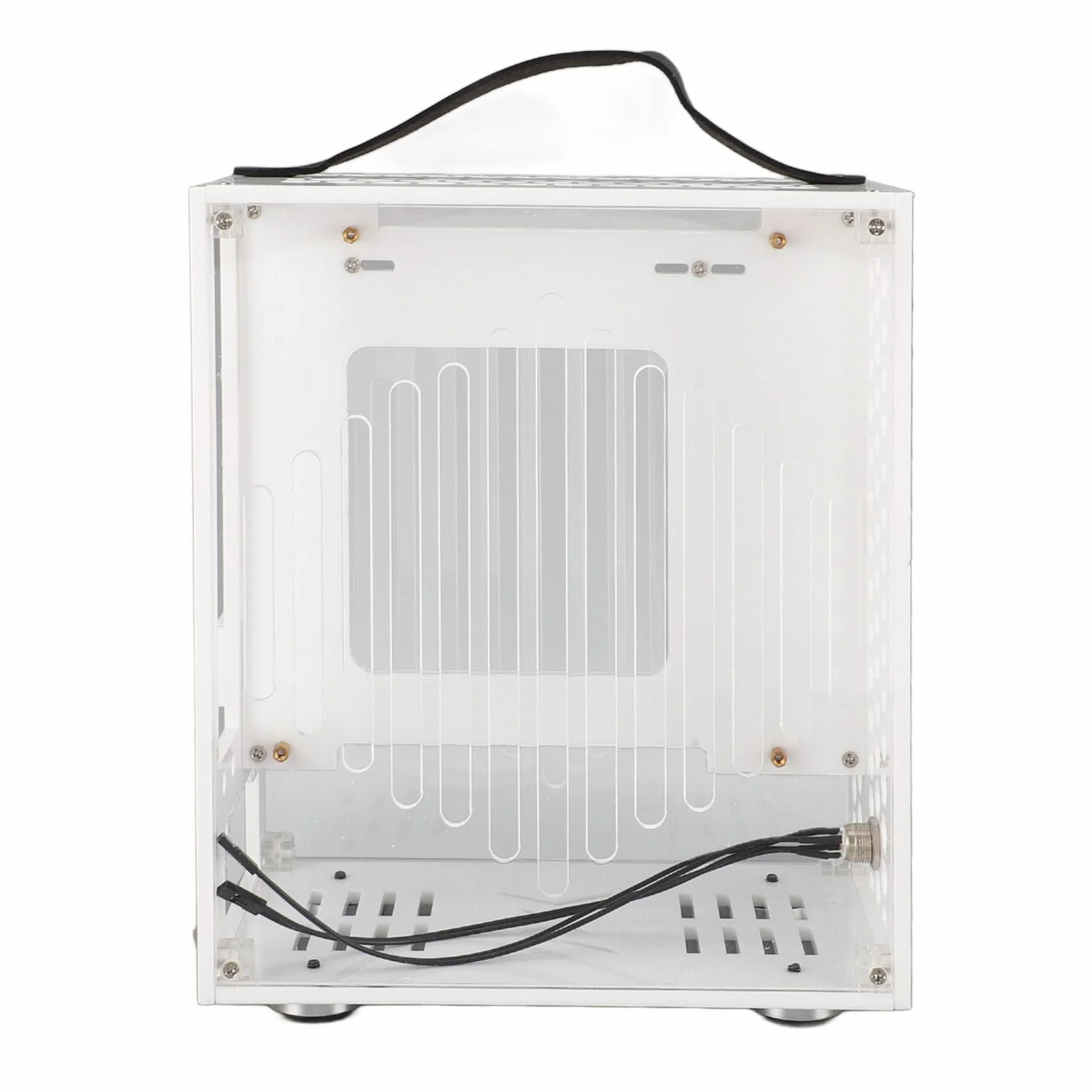 Alomejor Miniaturowa Obudowa Komputera ITX Przenośna, Kompaktowa Obudowa na Biurko do Samodzielnego Grania z Przezroczystymi Panelami Akrylowymi 23x20,5x12cm (WHITE)