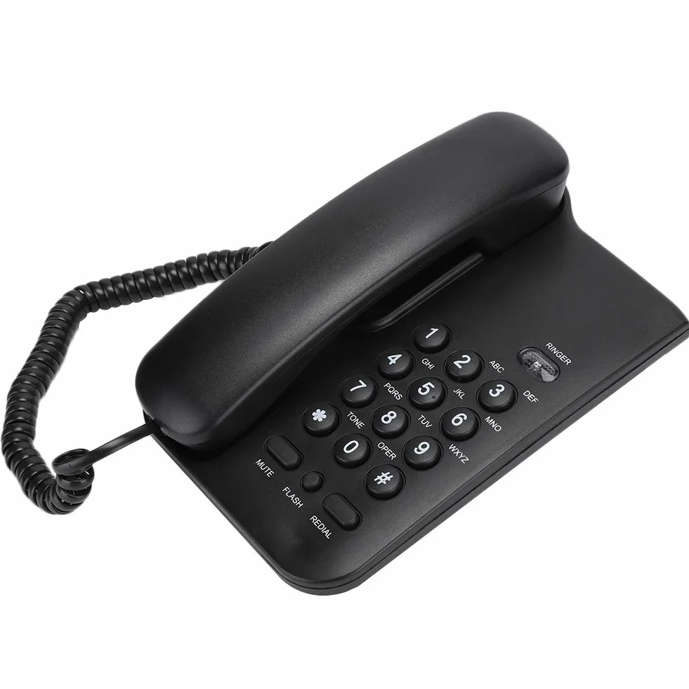 Telefon stacjonarny przewodowy, KX-T3026CID Angielski telefon stacjonarny do domowego biura w hotelu (czarny)
