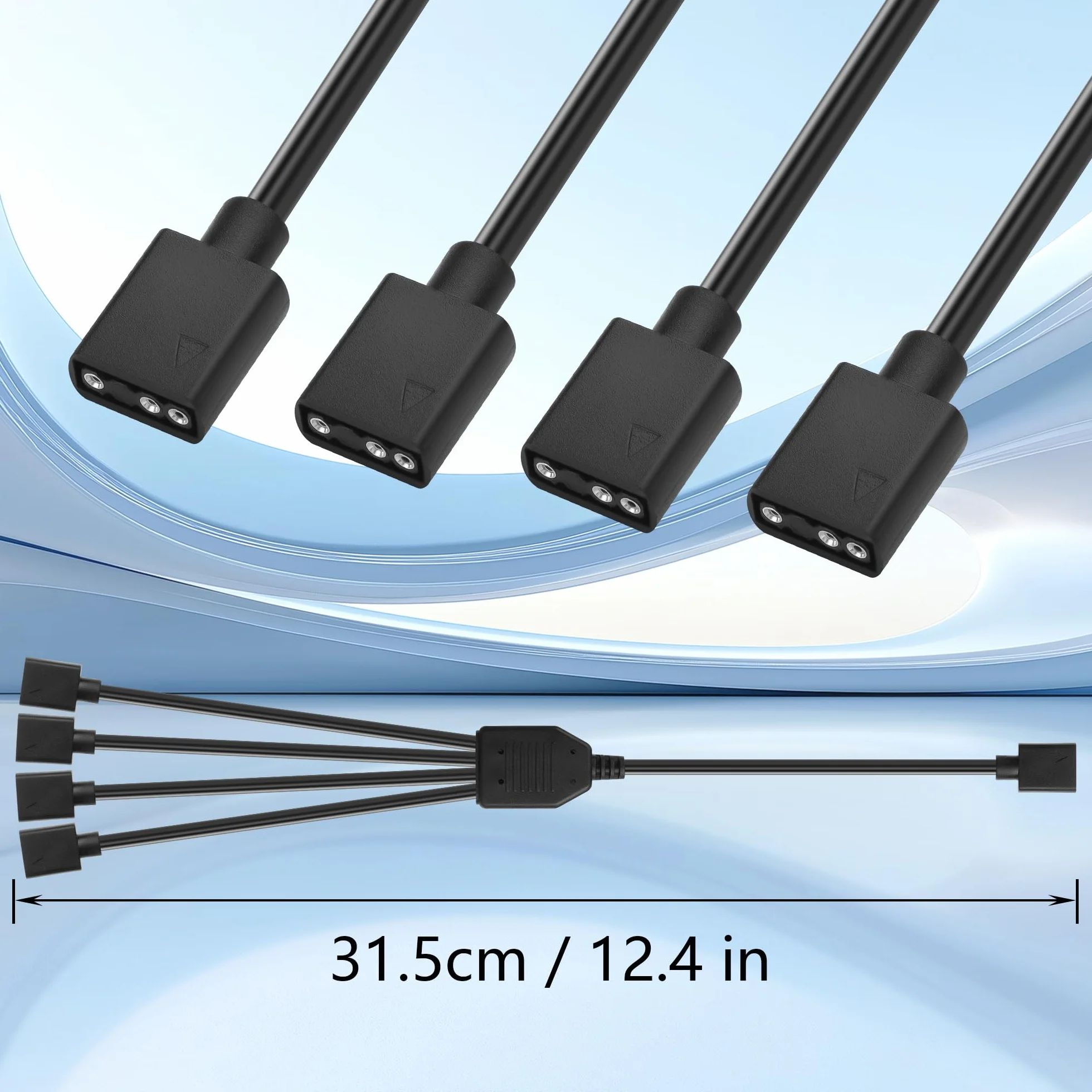 GINTOOYUN Rozdzielacz ARGB 1 do 4 5 V 3-pin żeński do pasków świetlnych RGB, wentylatorów RGB