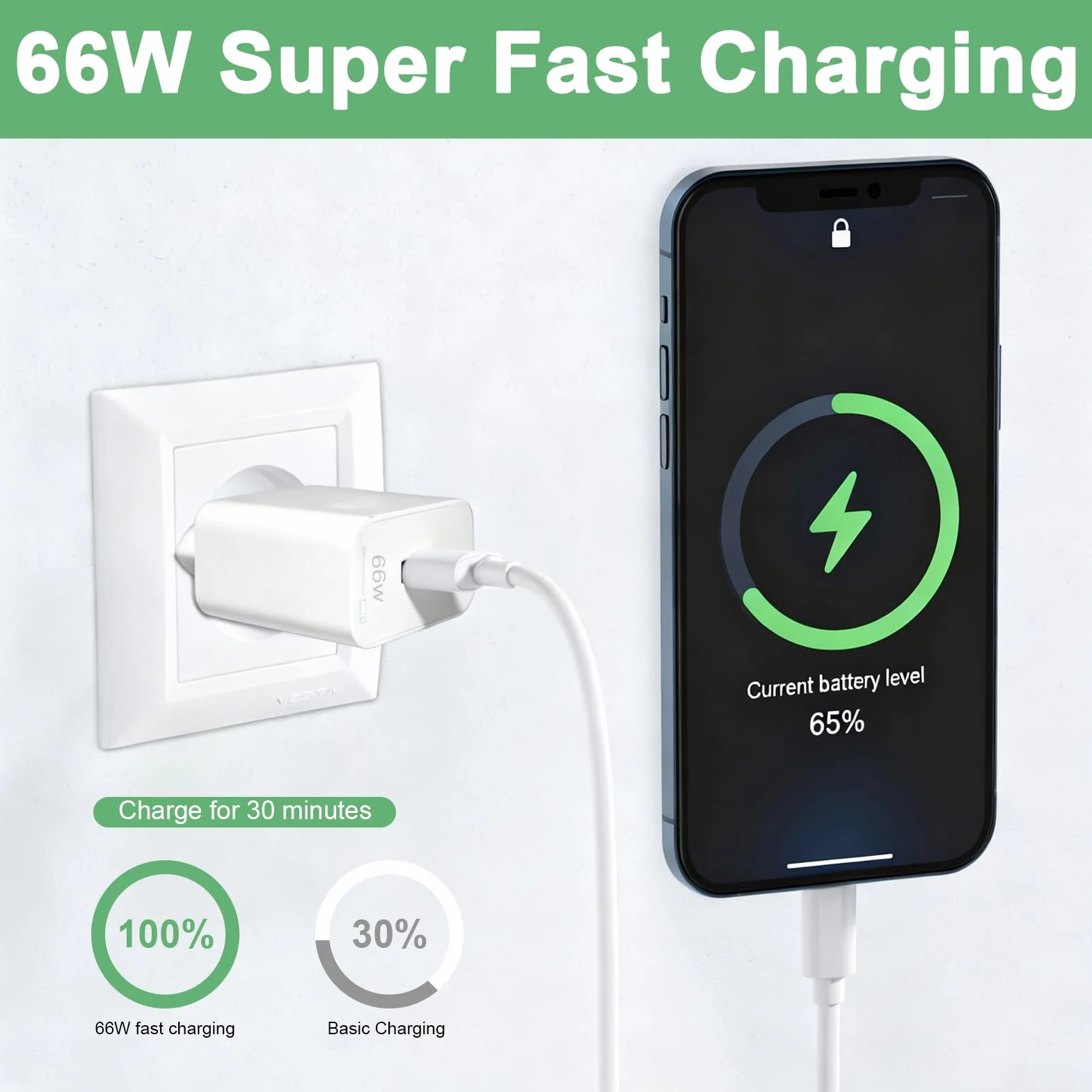 Szybka ładowarka 66 W Supercharge do urządzeń Ho-nor i Hua-wei Ładowarka z portem USB C i kablem USB C 2 m 6 A do urządzeń Ho-nor Magic 6 Pro 6 Lite/Ho-nor 200, 400 Pro/Mate 60, 40, 30, P60, P40