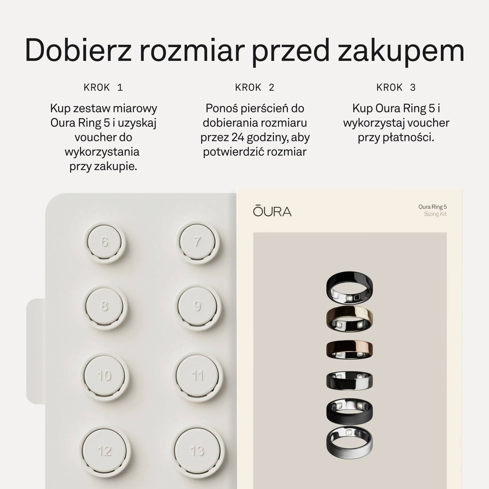Oura Ring 5 Brushed Silver - Rozmiar 13 - Zmierz zanim kupisz
