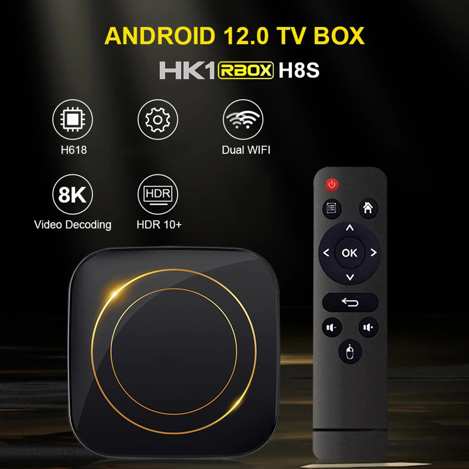 Sxhlseller TV Box 8K, Odtwarzacz Multimediów Strumieniowych Android 12 z Dwuzakresowym Wi-Fi 2.4G 5G, Dekodowanie Wideo 4K 60FPS, BT 4.0, Ethernet, USB, Karta TF, Inteligentny Dekoder (wtyczka UE