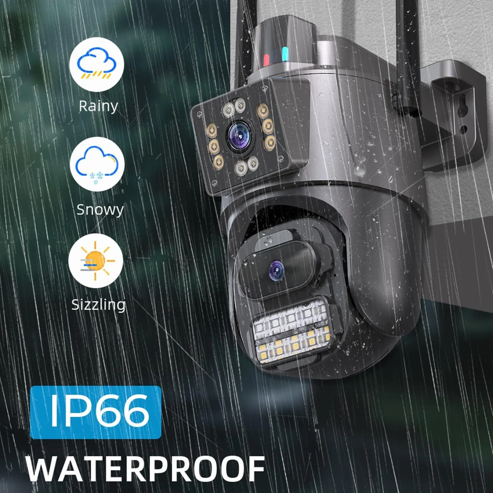 Kamera CCTV 6MP z podwójnym obiektywem, do monitoringu, z ochroną Wi-Fi, wodoodporna, z alarmem policyjnym i oświetleniem IP(ADD 32G)
