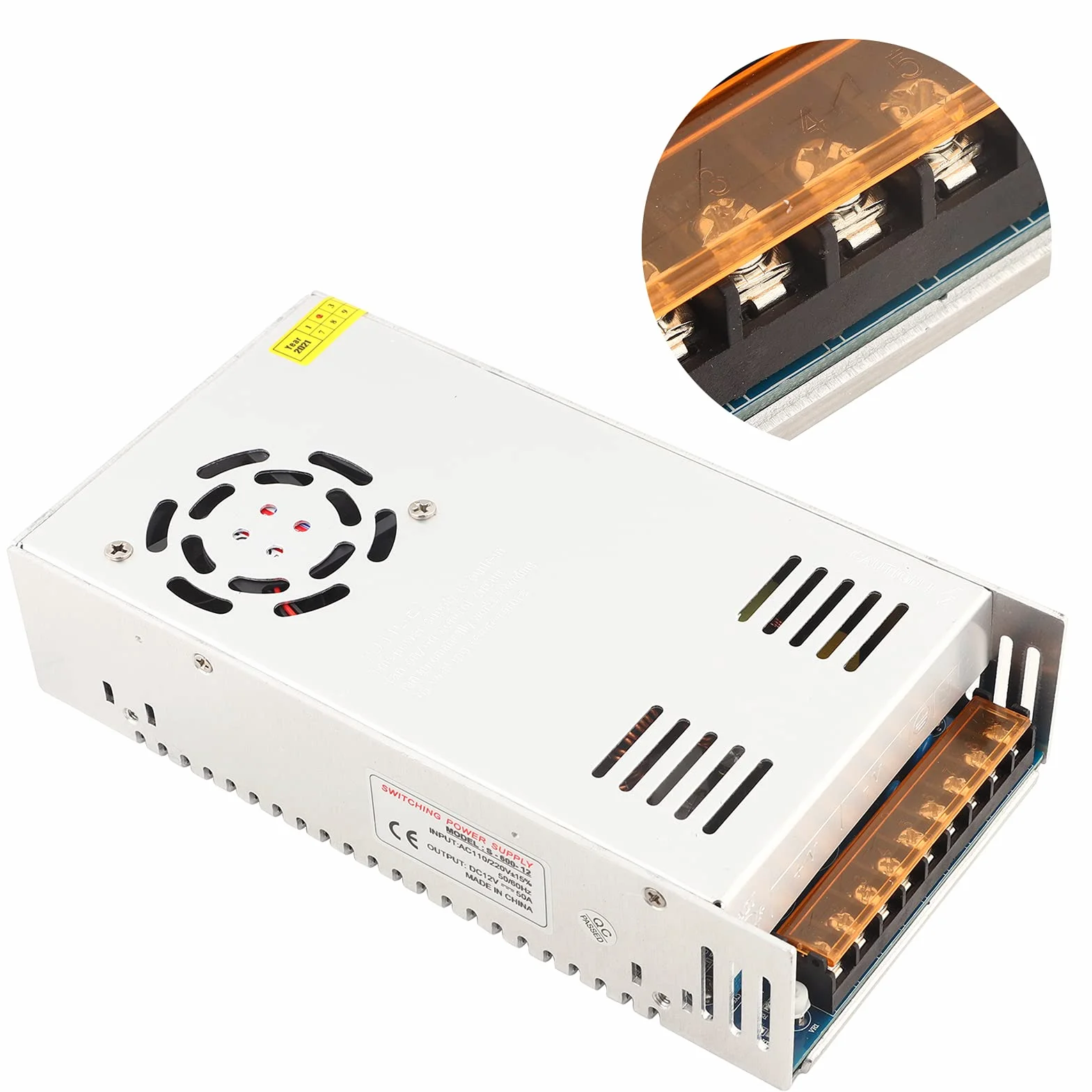 Alomejor Adapter Sterownika Zasilacza Impulsowego do Prądu Stałego 12 V, Zasilacz o Niskim Tętnieniu do Sprzętu CCTV i Radiowego, Wytrzymały materiał ze Stopu Aluminium, 1 Jednostka