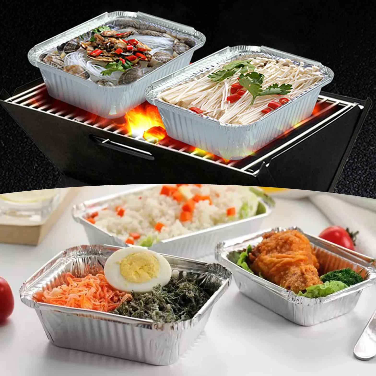 Aluminiowe Miseczki Ociekowe 400 ml 14,5x12x5,5 cm Kwadratowe do Grilla
