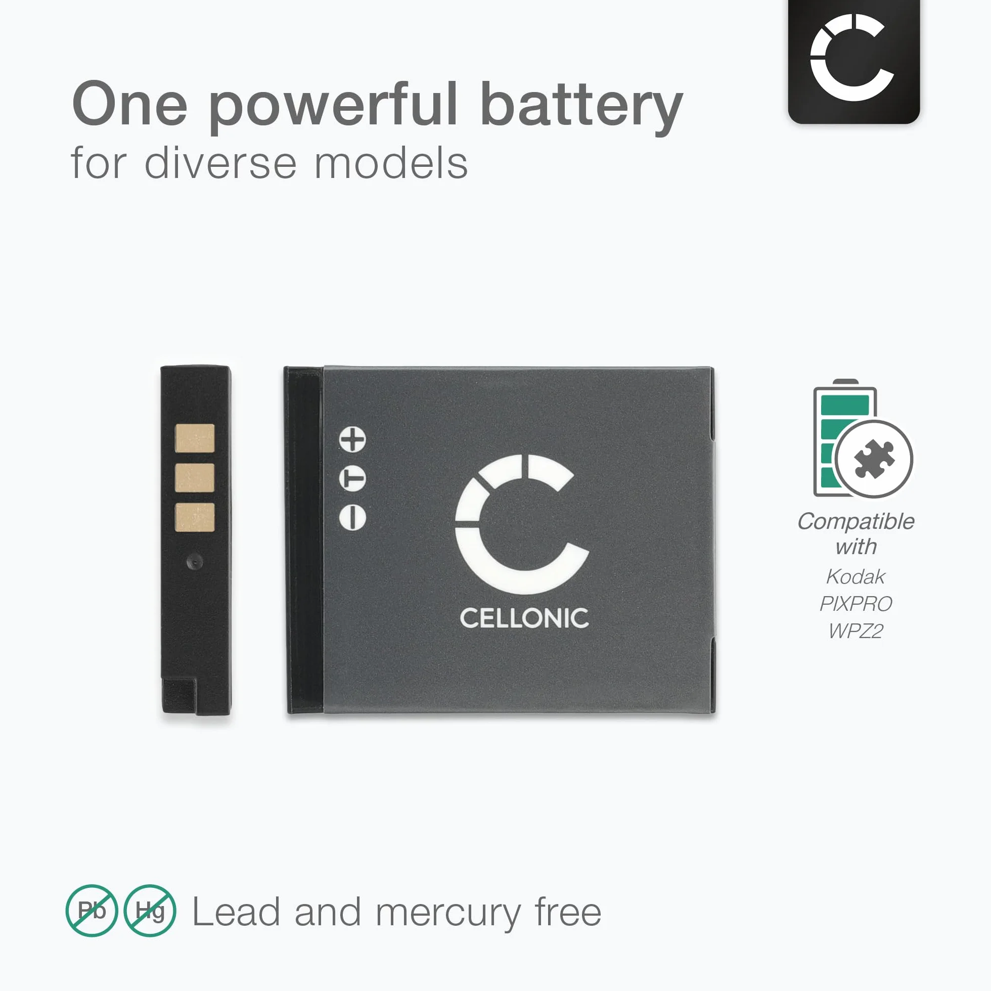 CELLONIC 1 x bateria kompatybilna z Kodak PIXPRO WPZ2, LB-015 | 1 x akumulator (750 mAh-3,7 V-Litowo-jonowy), akumulator kamera