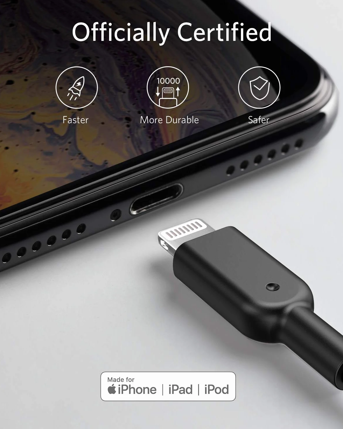 Kabel do ładowarki Anker iPhone, PowerLine II Lightning Cable (3ft / 0.9m), prawdopodobnie najbardziej wytrzymały kabel na świecie, certyfikat MFi dla iPhone 14/13/12/11/X/XR/XS/8/7/6, czarny