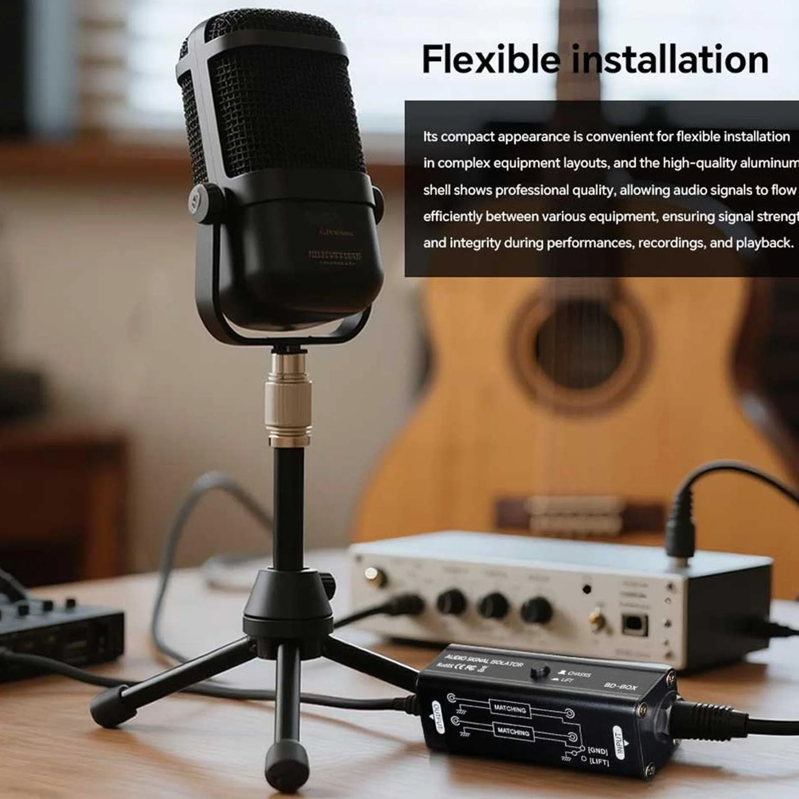 LICAEVEY Izolator Szumów Pętli Uziemienia 6,35 Mm, Profesjonalny Filtr Szumów do Samochodowego Sprzętu Audio i Domowego Zestawu Stereo, Eliminujący Brzęczenie z Systemu Dźwiękowego