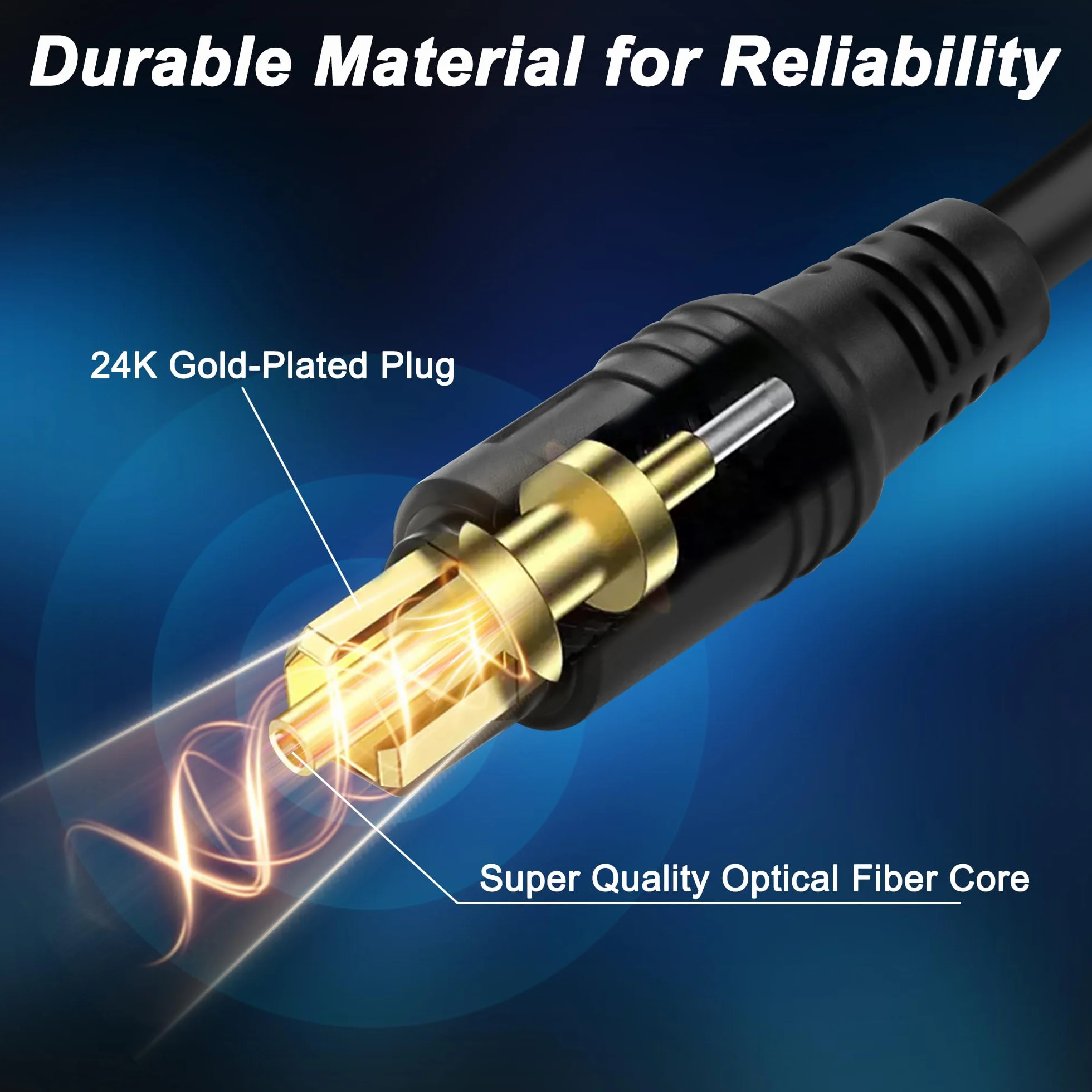 MEIRIYFA Optyczny kabel przedłużający audio, 1,5 m, Toslink Digital Optical Audio, wtyczka na gniazdo, kabel z włókna szklanego do kina domowego, soundbar, wzmacniacza TV (czarny)
