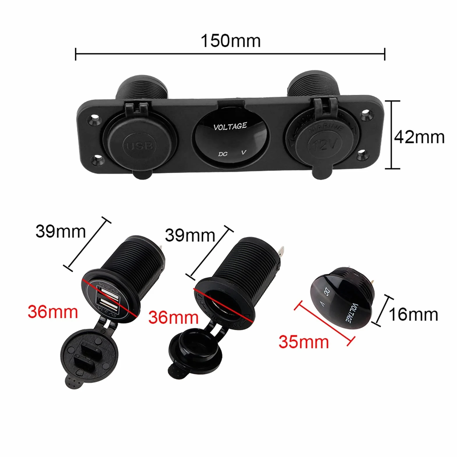 Ładowarka do gniazda zapalniczki samochodowej 12/24 V, woltomierz samochodowy, podwójny adapter USB 4,2 A, szybka mobilna zapalniczka