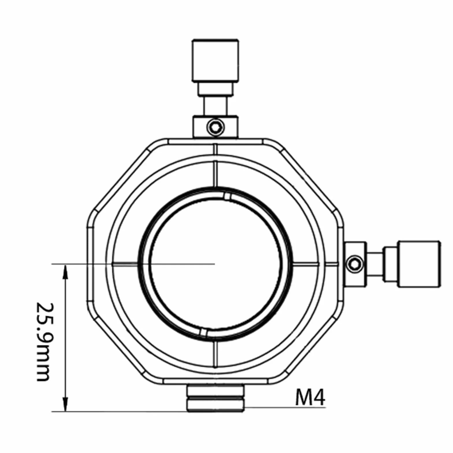 Uchwyt montażowy do soczewek optycznych z regulacją przesuwu liniowego XY, gwint wewnętrzny SM1 (1,035"-40), mechanizm precyzyjnej regulacji M4, do laboratoryjnych