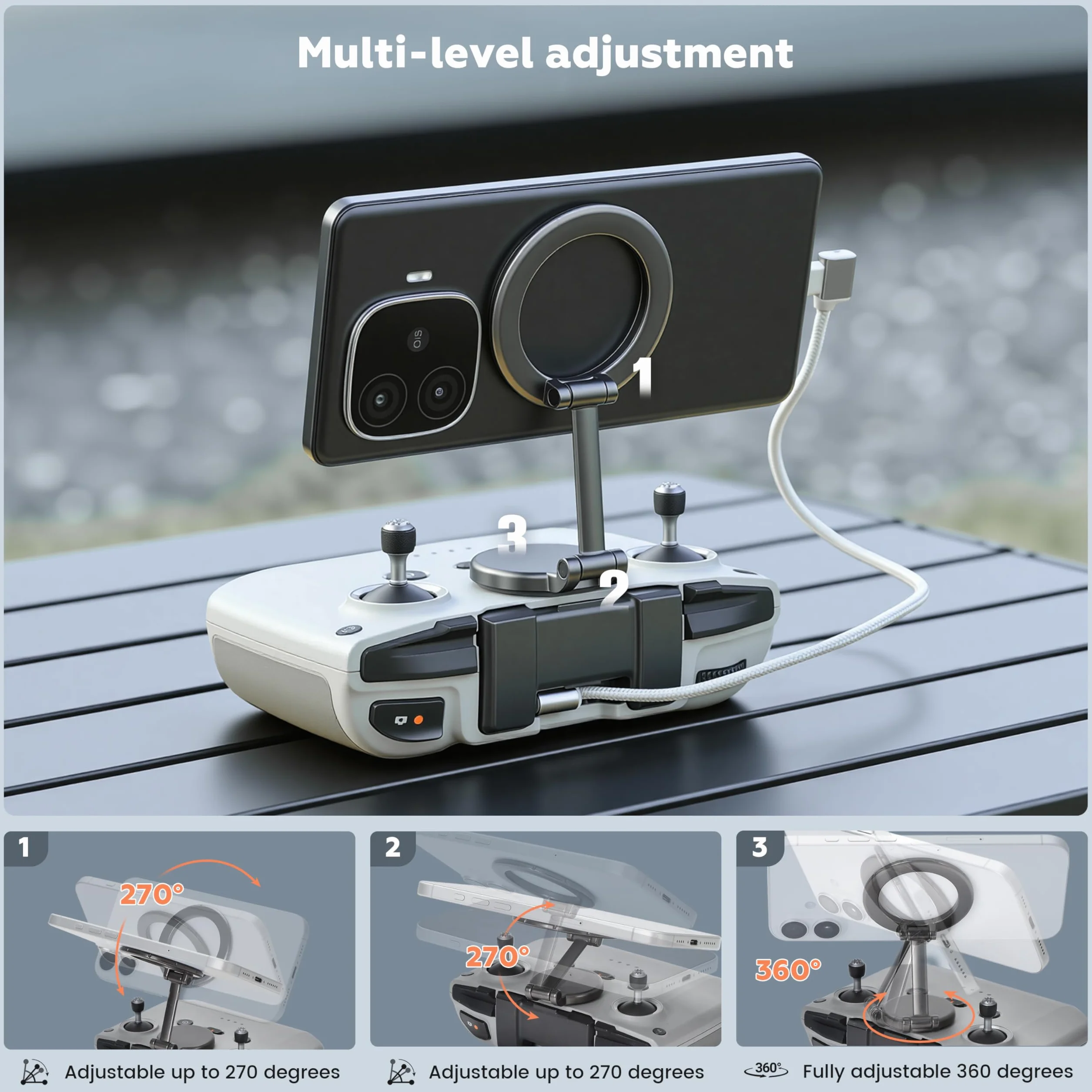 STARTRC Regulowany magnetyczny uchwyt na telefon do pilota RC-N1/N2/N3 do Neo Mini 4 Pro 4K 3 2 2 SE Air 3S 3