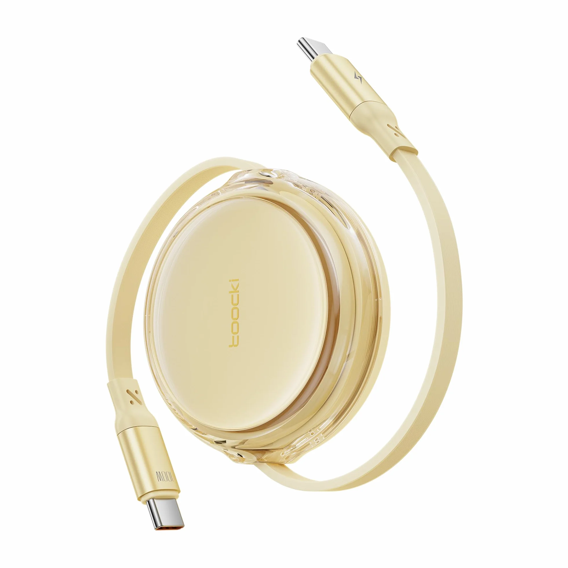 toocki 100W zwijany kabel USB C, zwijany kabel USB C do USB C, zwijany kabel ładowarki do iPhone'a, szybkie ładowanie do iPhone'a 16/iPada/MacBooka/Samsunga S24, niezbędne w podróży