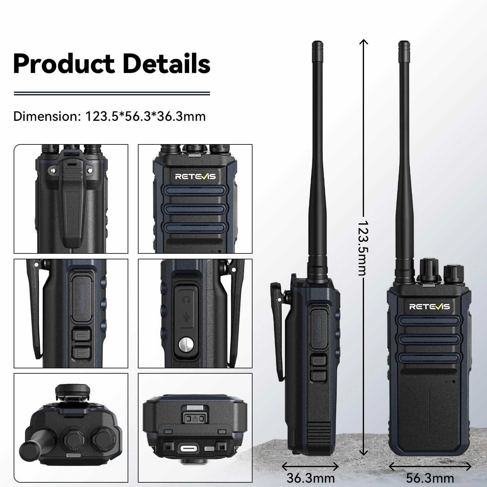 Retevis RT86A Walkie Talkie o Dużym zasięgu, Profesjonalne Radio Dwukierunkowe dla Dorosłych, 2500mAh, Wysokiej Mocy Przenośne Radio do Rozmów Grupowych, Budownictwo, Logistyka i Transport (4 szt.)