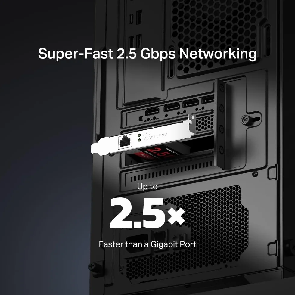 Mercusys Karta sieciowa TP-Link MA310E PCIe 2,5 Gigabit, stała karta Wi-Fi PC, RJ45, Wake-on-LAN, Ethernet o niskim zużyciu energii, kompatybilna ze standardowymi wspornikami i wspornikami o niskim