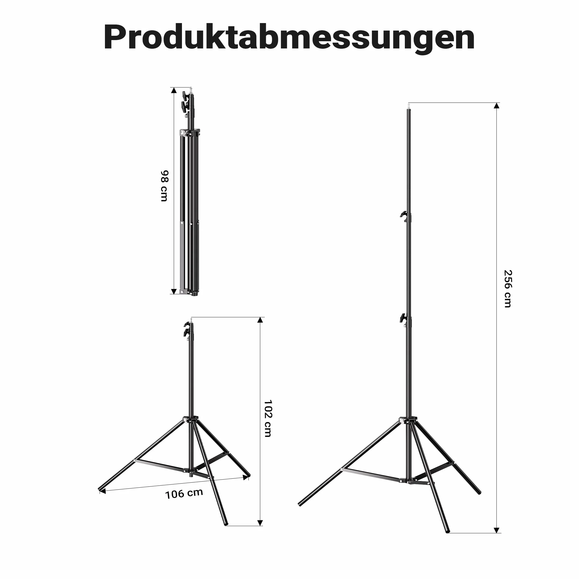 Walimex pro Zestaw statywu oświetleniowego WT-806 + worek z piaskiem, statyw fotograficzny o wysokości do 256 cm z amortyzacją sprężynową i workiem na obciążenie, który można napełnić