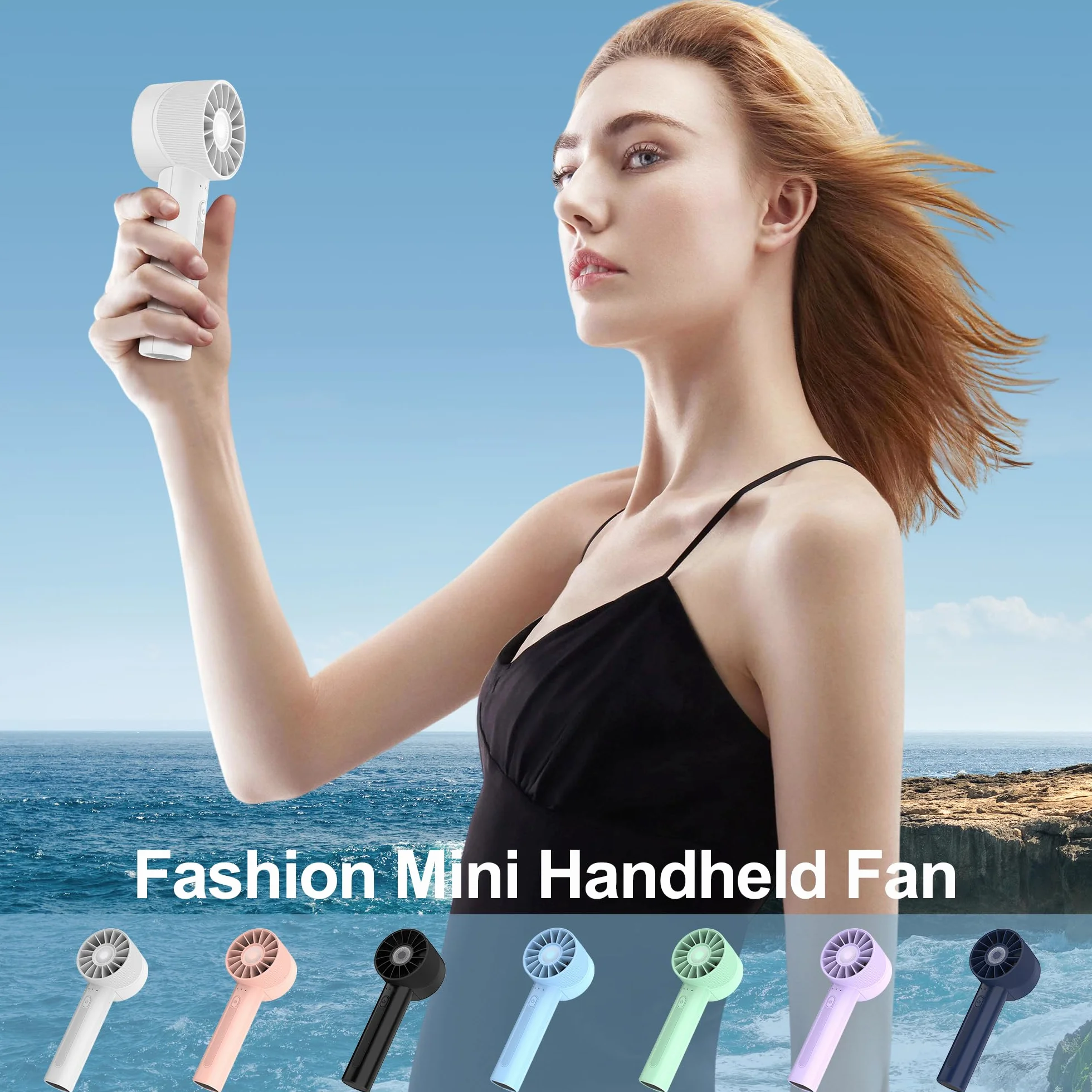 ITSHINY Mini wentylator, przenośny wentylator ręczny, wydajny wentylator ręczny, mini wentylator z ładowanym przez USB, konstrukcja z 4 prędkościami, lekki wentylator do domu, biura, podróży