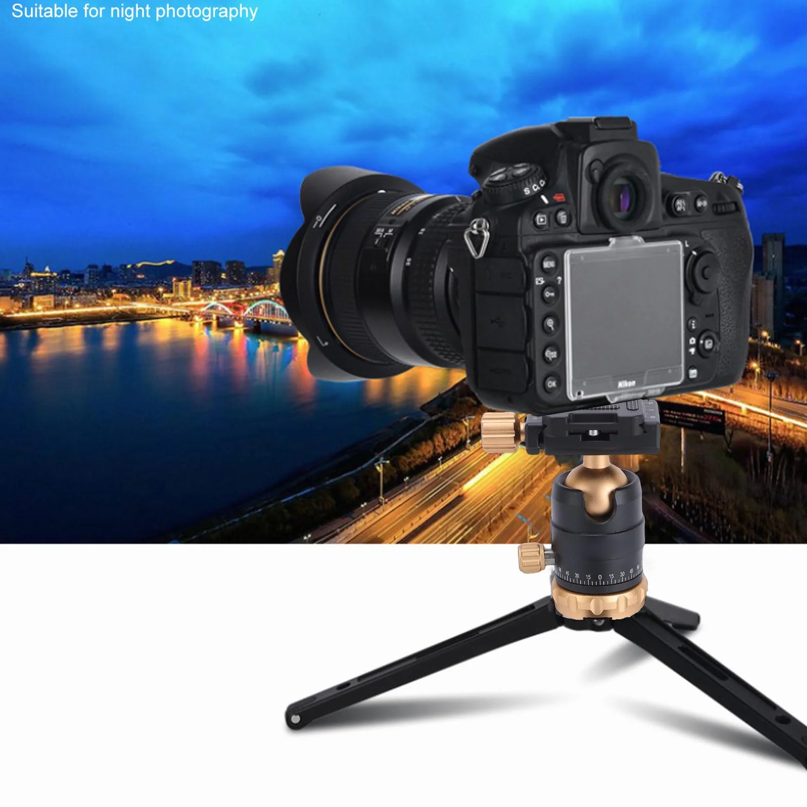 LICAEVEY Przenośny Ministatyw Stacjonarny z głowicą kulową 360°, Regulowany Stojak do Aparatu Bezlusterkowego DSLR, Płytka Szybkiego Uwalniania, Duże Obciążenie 11 Funtów do Wideo Vlogów (GOLD)