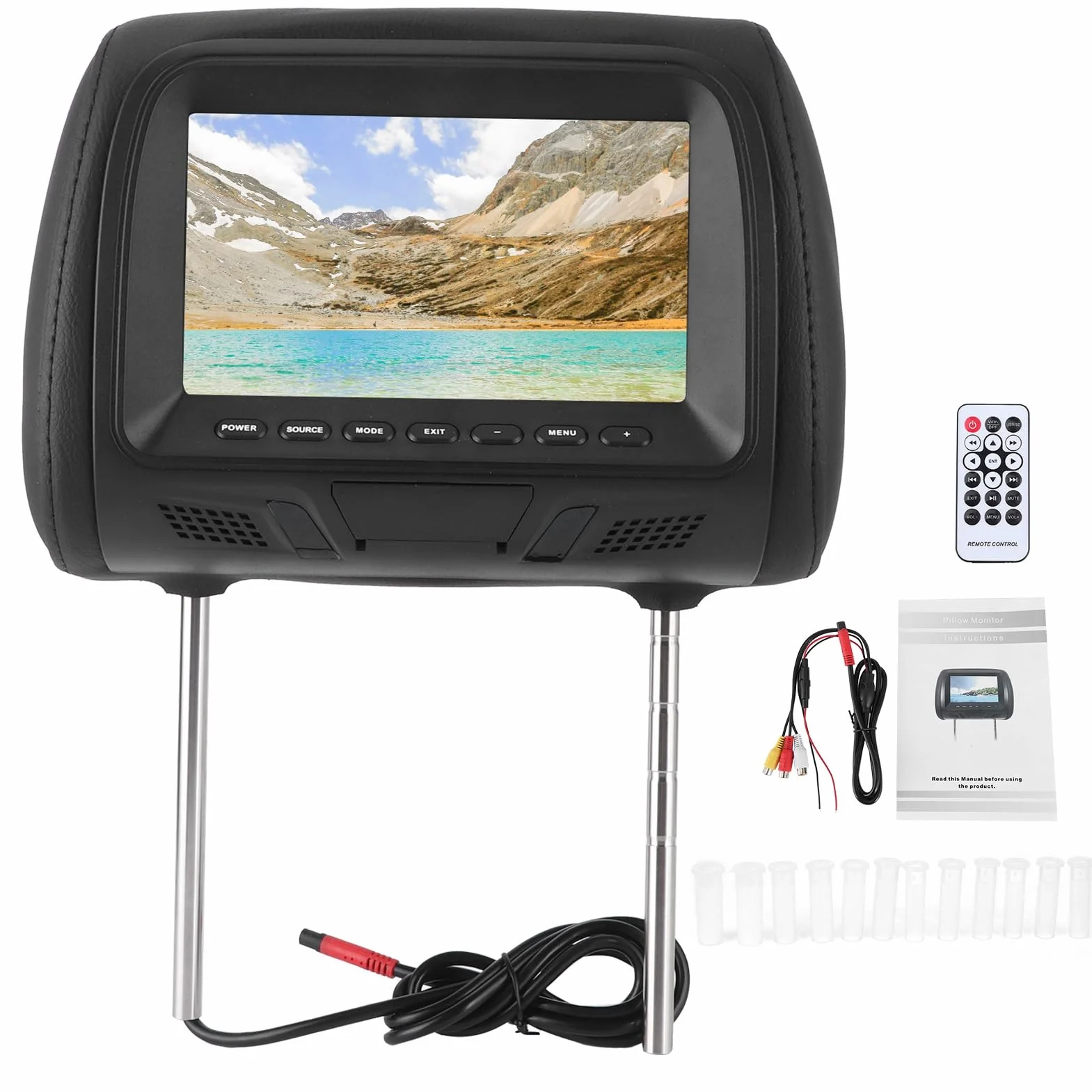 Tbest Oparcie Siedzenia Samochodowego Odtwarzacz Multimedialny MP5 Monitor 7-calowy Wyświetlacz LCD w Zagłówku Obsługuje Wzmacniacz USB do Rozrywki z Tyłu