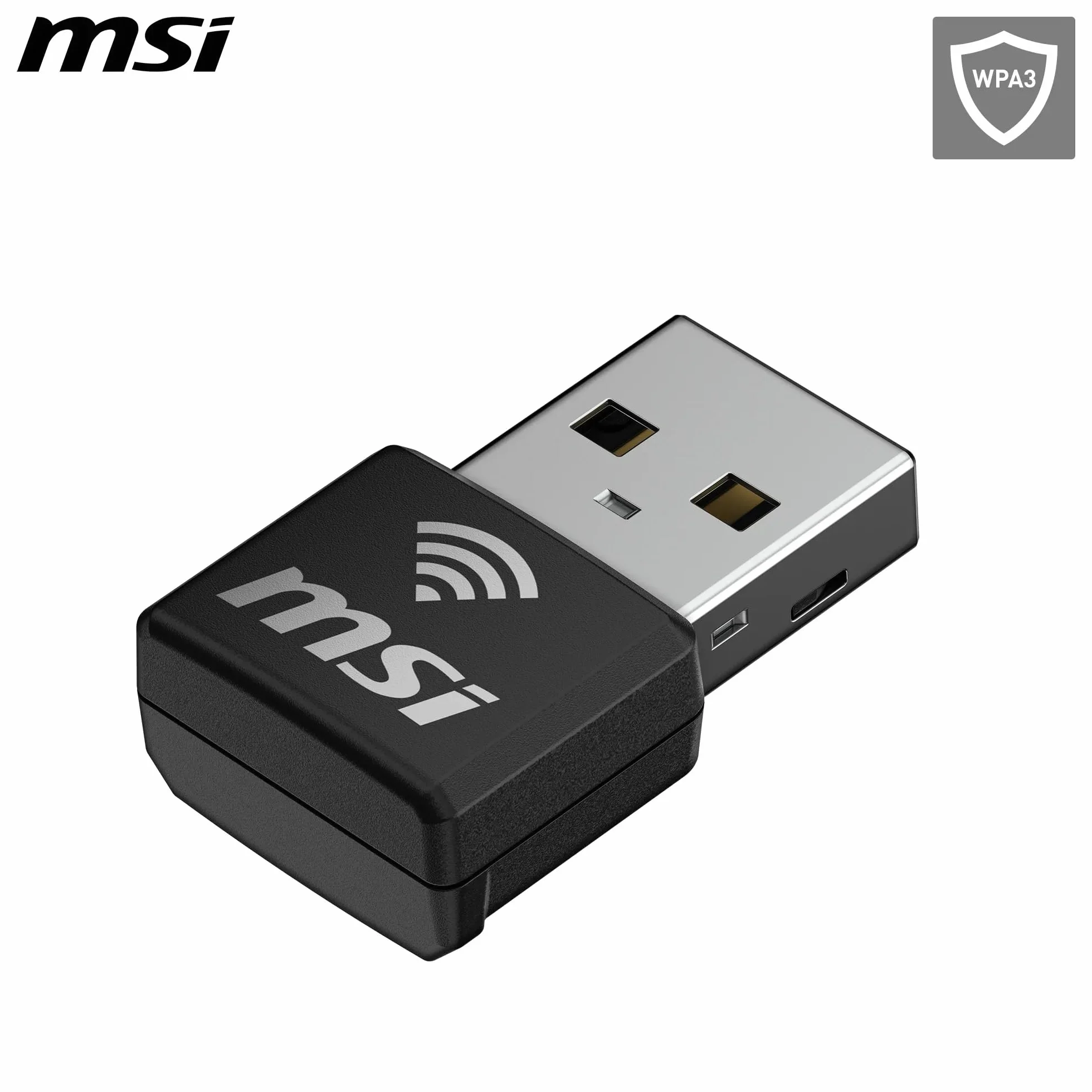 MSI AX1800 Nano WiFi adapter USB do komputera/laptopa, WiFi 6 dwuzakresowy 2,4 G/5G bezprzewodowy adapter sieciowy do komputera stacjonarnego, rozmiar podróżny, obsługuje Windows 11,10