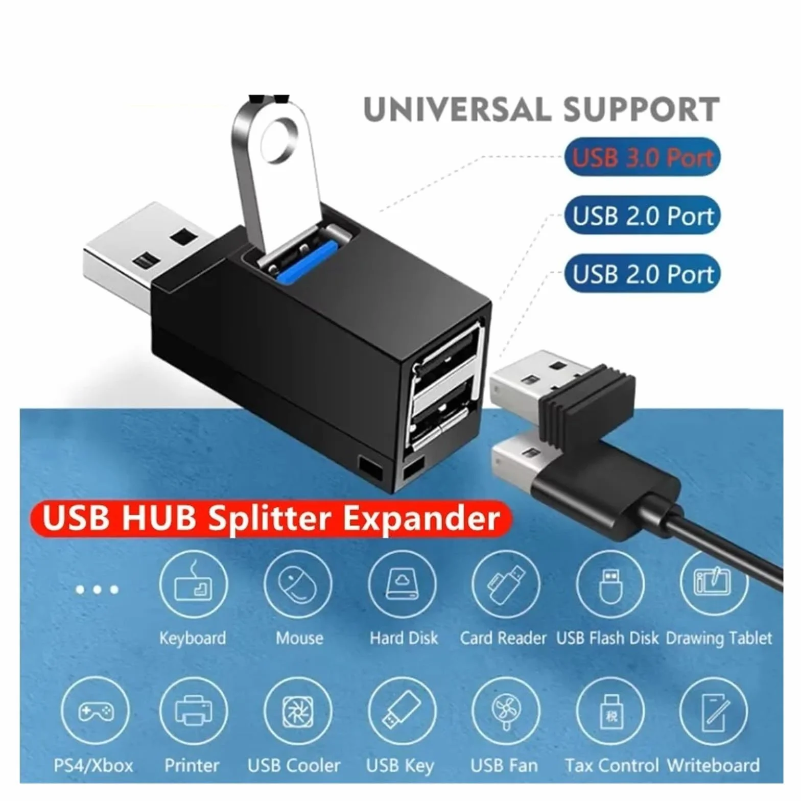 Hub USB 3.0 3-portowy rozdzielacz 5 Gbps do laptopa PC Mac (brązowy)