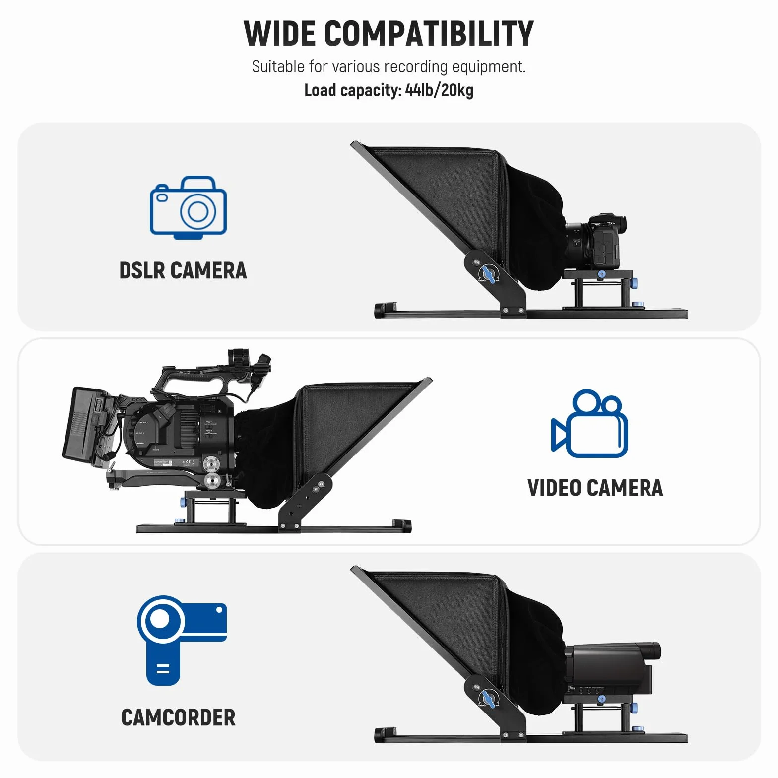 NEEWER Teleprompter X17 II z pilotem RT113 / sterowaniem aplikacją, rozdzielacz wiązki HD 43.2 cm, całkowicie metalowa rama, ulepszony uchwyt, płyta QR, kompatybilna z iPadem 501PL, maksymalne