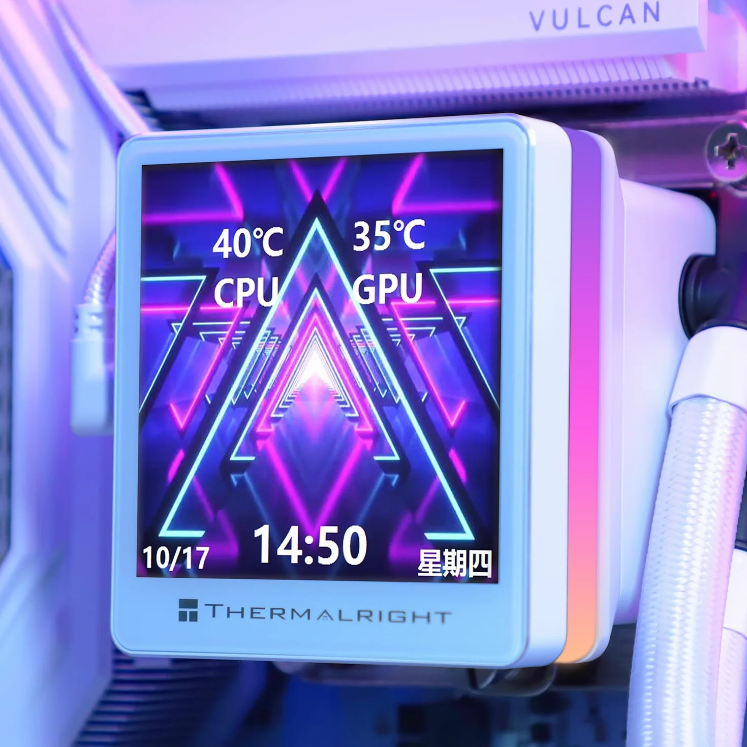 TR Grand Vision 360 ARGB biały CPU AIO Cooler, PC 360 system chłodzenia wodą, wyświetlacz IPS LCD o rozdzielczości 480 x 480 i 3,4 cala, do AM4/AM5 i Intel LGA1700/1851, wysoka pompa