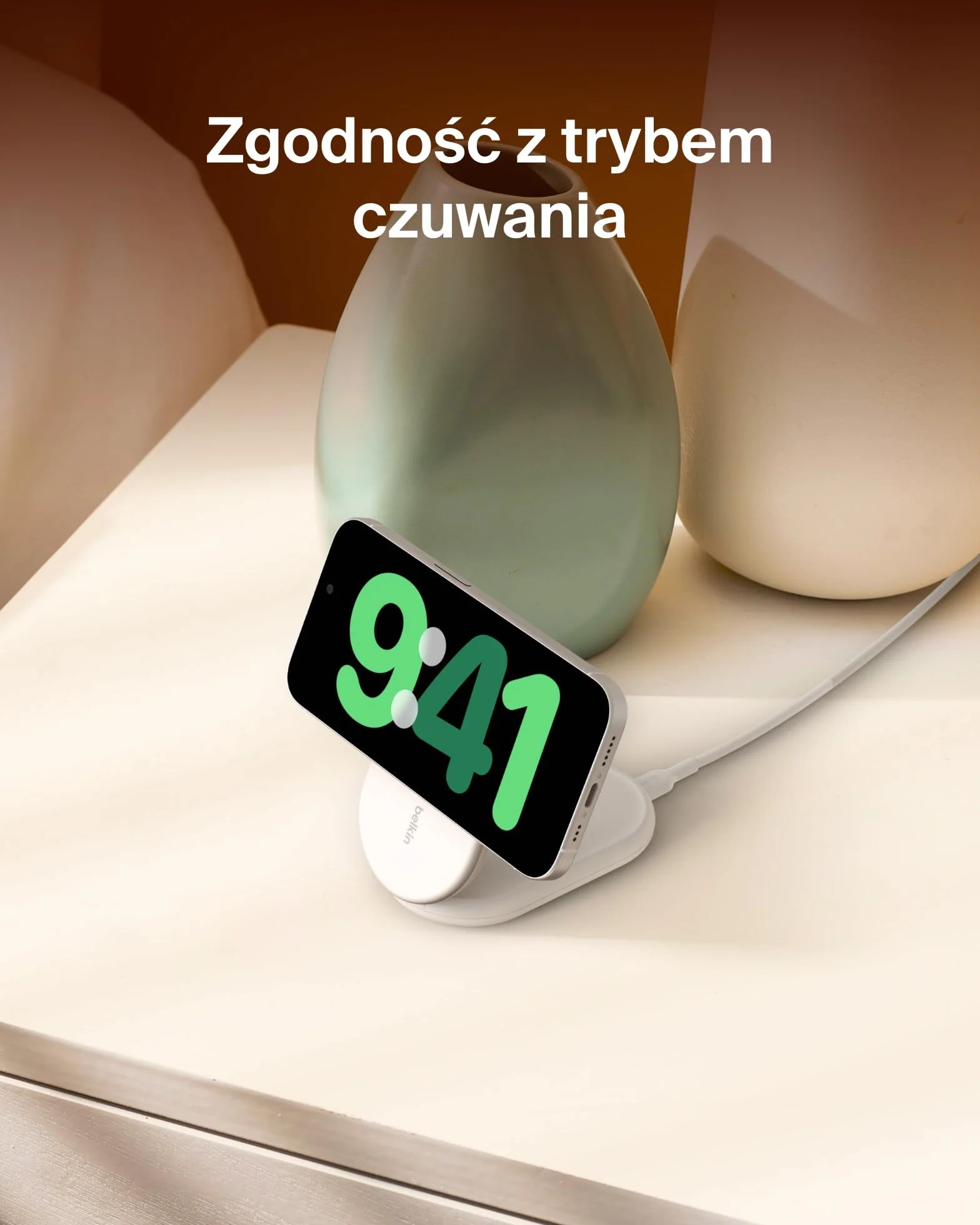 Belkin BoostCharge magnetyczna, składana ładowarka Qi2 bezprzewodowa 15 W, zgodna z MagSafe, szybkie ładowanie Qi2 dla iPhone’a serii 16/15/14/13, obsługa trybu czuwania, zasilacz w zestawie – biała