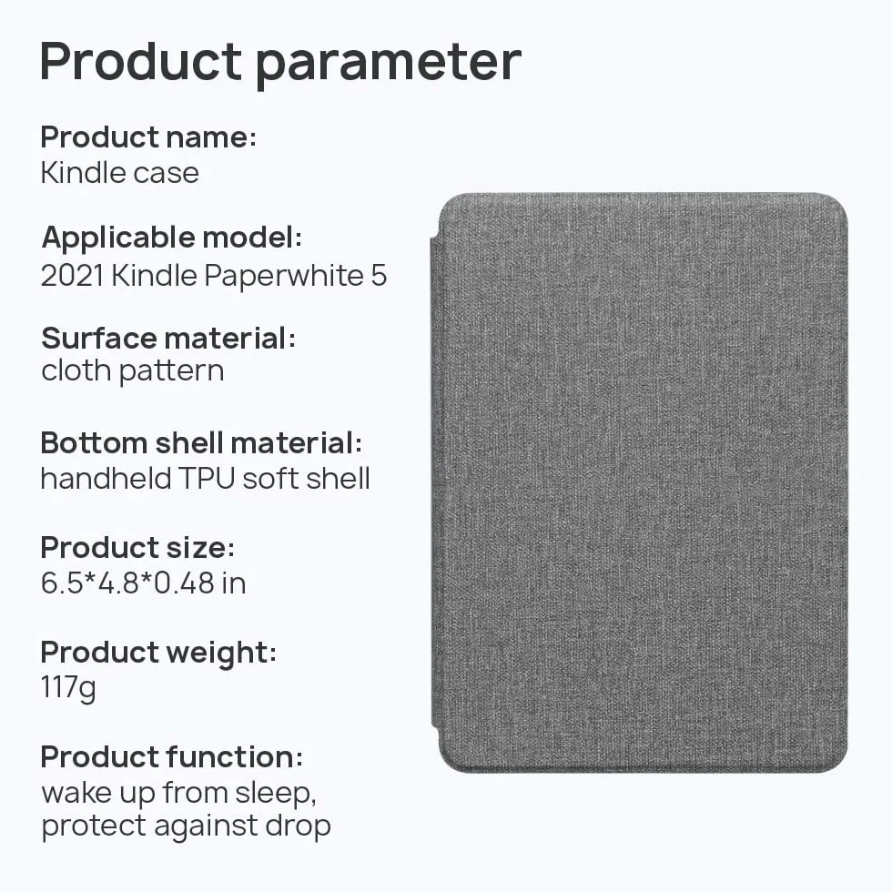 Etui na Kindle Paperwhite 6,8" (11. generacja w 2021 r.), etui z TPU z fakturą tkaniny i paskiem na plecach, etui magnetyczne z funkcją inteligentnego budzenia/uśpienia(Gold Bookshelf)