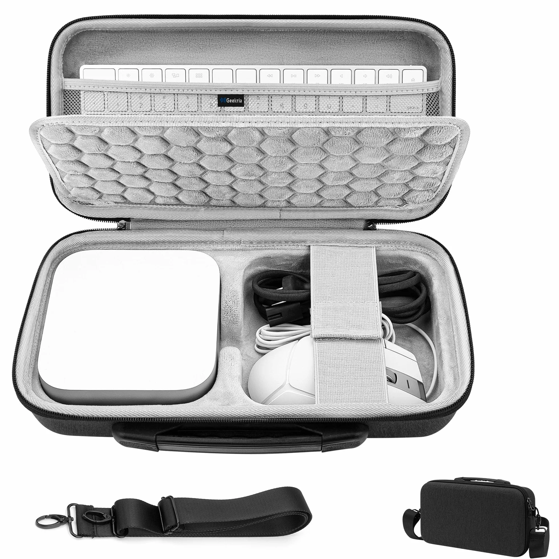 Geekria twarda walizka podróżna do komputera stacjonarnego, kompatybilna z Apple 2026 Mac Mini M5 / 2024 Mac Mini M4 / M4 Pro, pasuje do Magic Mouse, Trackpad i akcesoriów (Ciemnoszary)