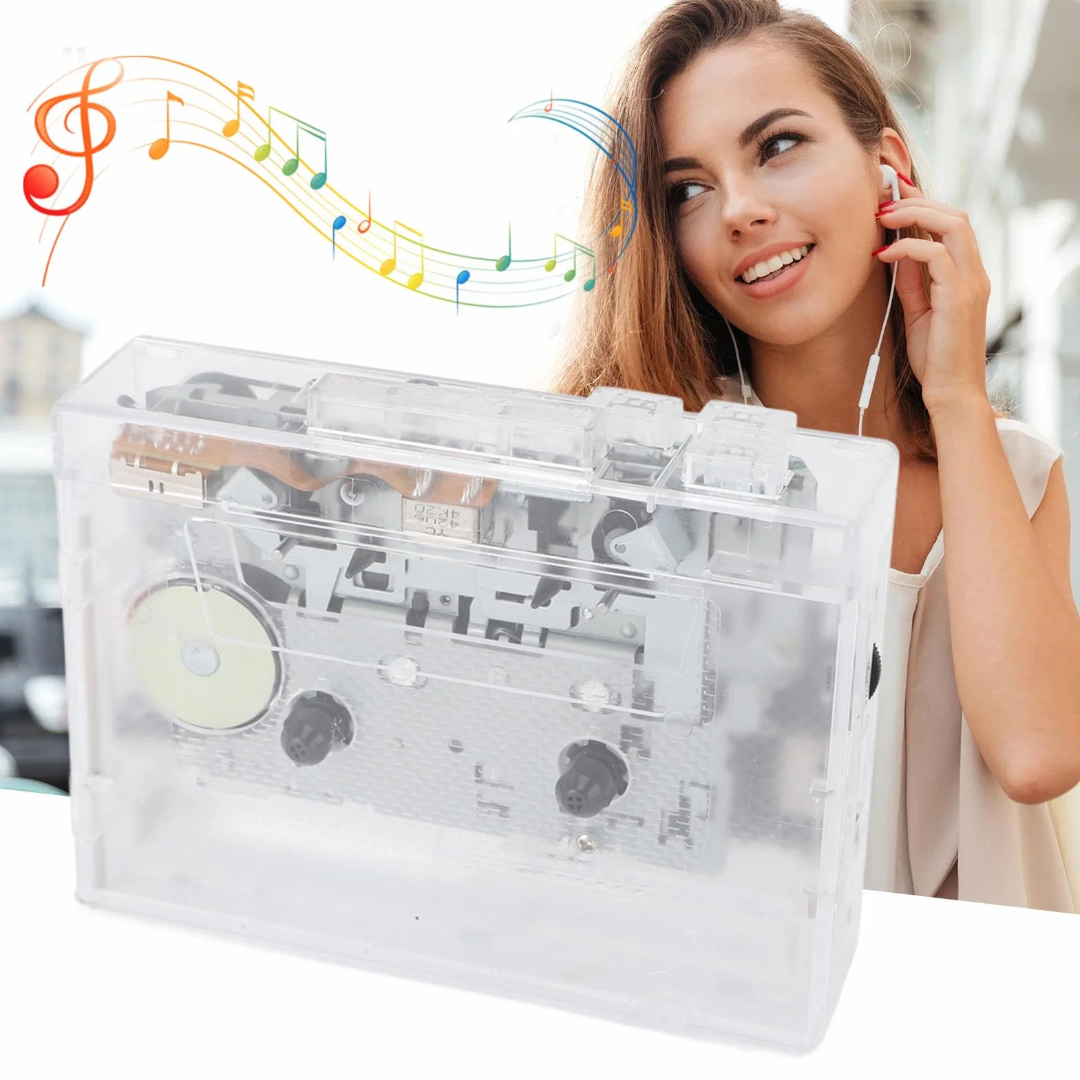 Asixxsix Przenośny Odtwarzacz Kasetowy, Konwerter Kaset na MP3 z Odtwarzaniem USB i Radiem FM, Wbudowany Mikrofon i Gniazdo Słuchawkowe do Digitalizacji Starych Taśm i Nagrywania Muzyki