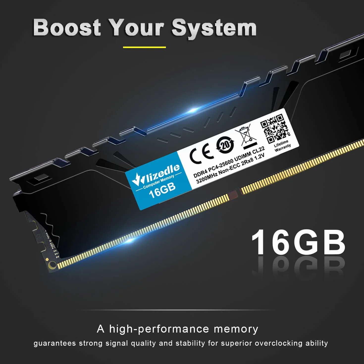 DDR4 3200 MHz XMP 2.0 Desktop Memory RAM 32 GB Kit (2 x 16 GB) CL16 UDIMM, pamięć operacyjna PC PC4-25600 288-pinowa 1,35 V bez ECC pamięć do komputerów, kolor czarny