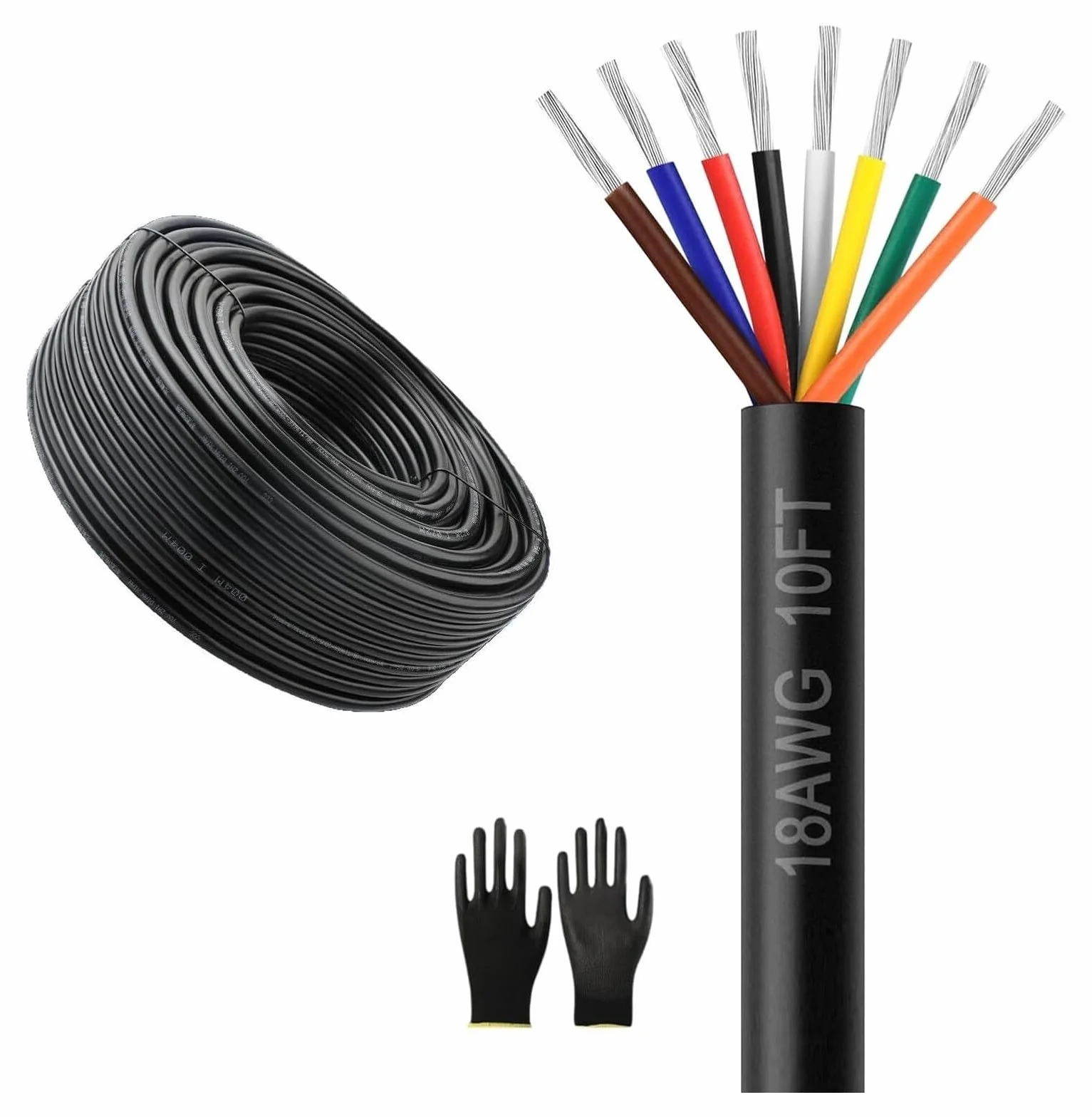 Przewód do gniazdek elektrycznych, Przewód elektryczny PVC 200 stóp, 24/26/28 AWG, 8-żyłowy, beztlenowy,(100ft,8C-26AWG)