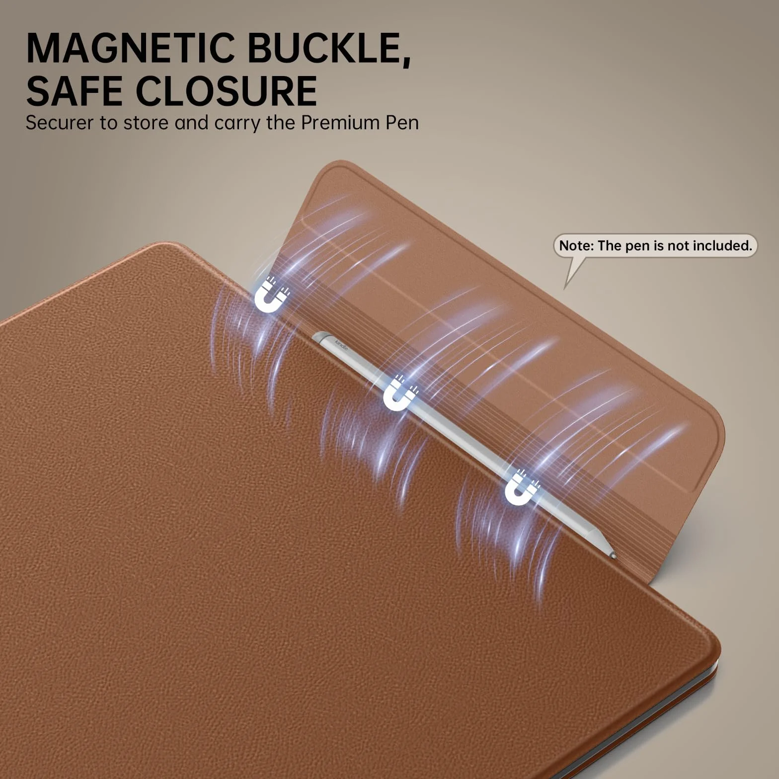 MoKo Magnetic Case for 11" Kindle Scribe 3rd & Colorsoft 1st, Brown | Strong Magnetic,Slim Folio Premium PU Leather Cover with Pen Clasp & Auto Sleep Wake for 2025 Kindle Scribe Case