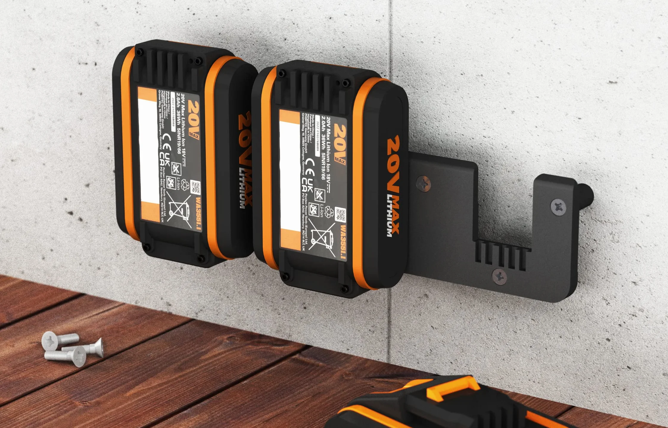 Uchwyt baterii WORX PowerShare 20V Made in Germany na 3 akumulatory