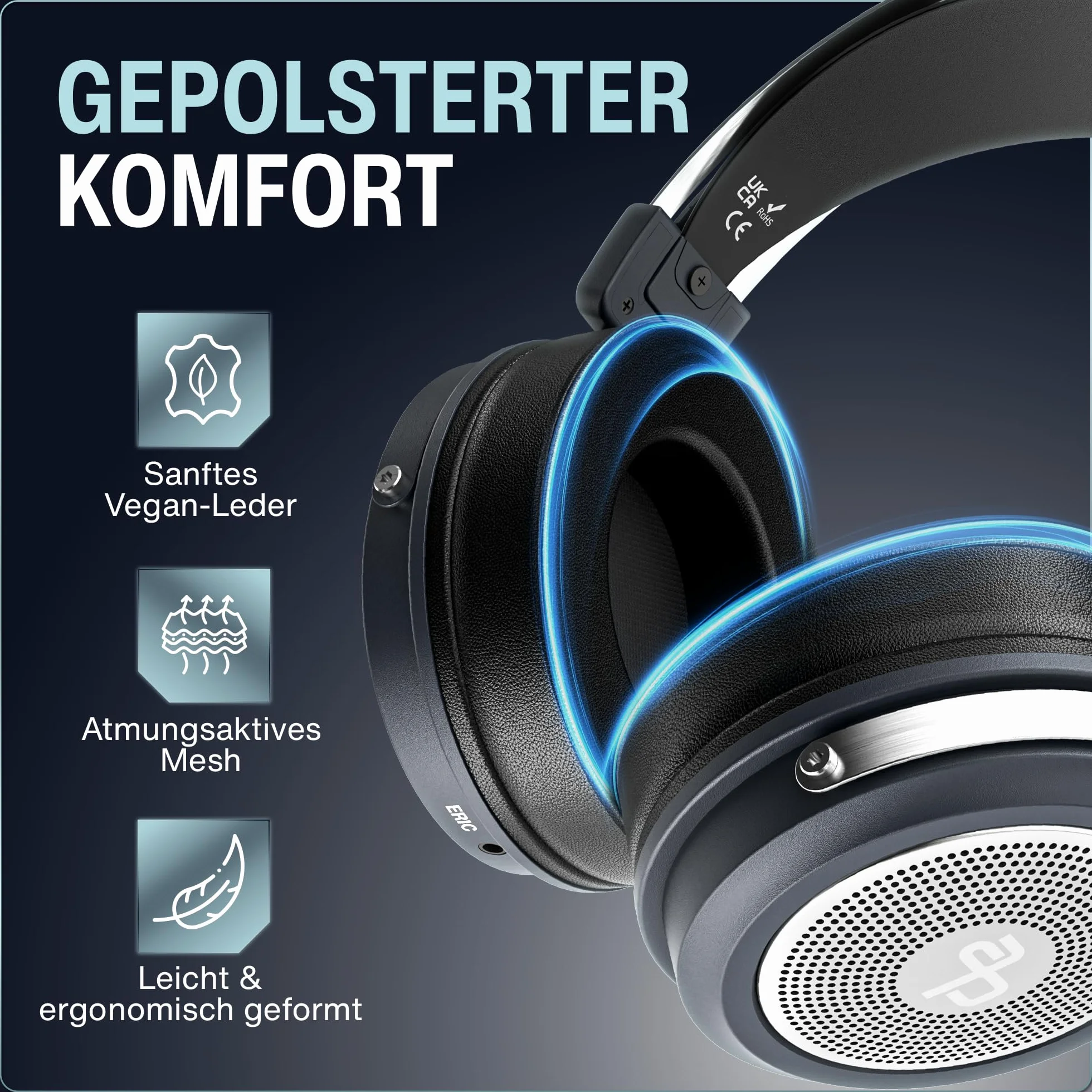 audio pirates ERIC zestaw 2 słuchawek studyjnych HiFi – słuchawki studyjne z etui Transprt, kabel 3 m, adapter jack 6,3 mm | Premium Collection